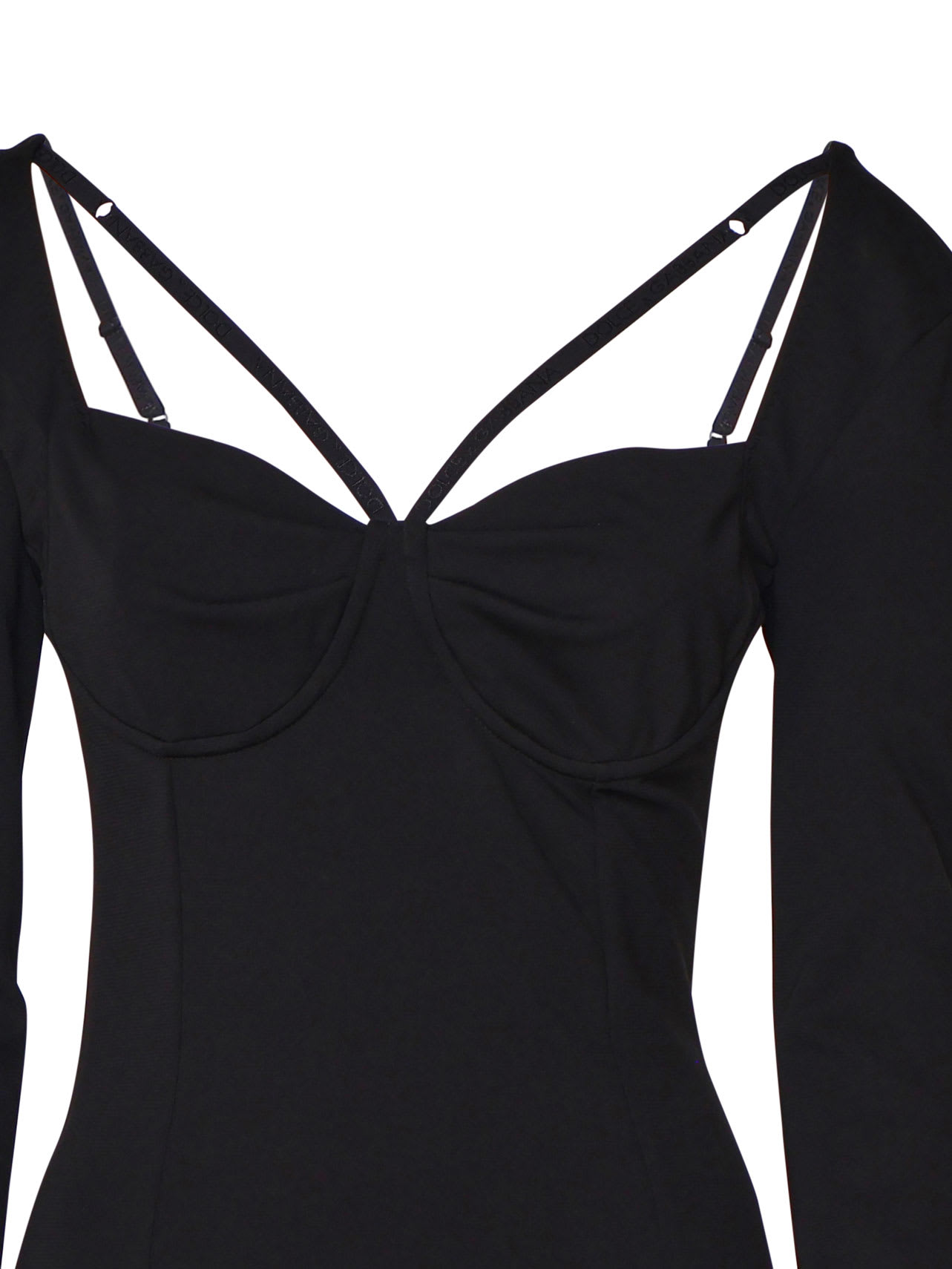 Dolce & Gabbana Jersey Milano Rib Calf-length Dress In Black