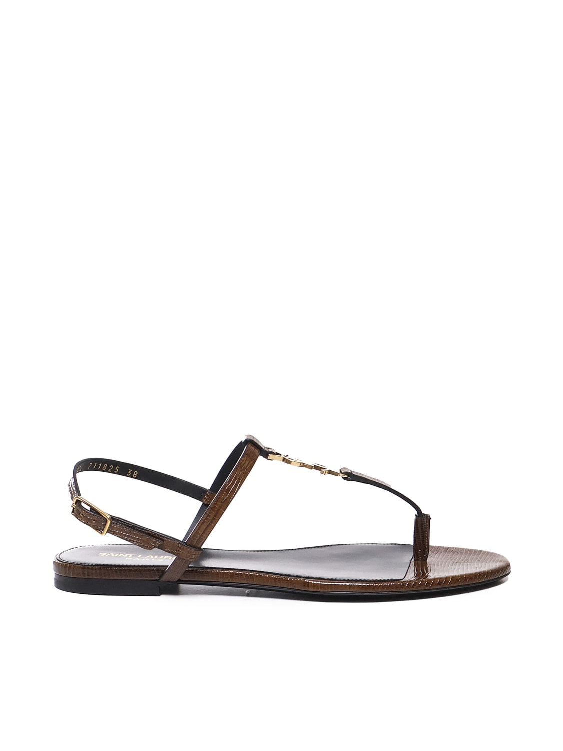 Shop Saint Laurent Cassandre Sandals In Macadamia Brown