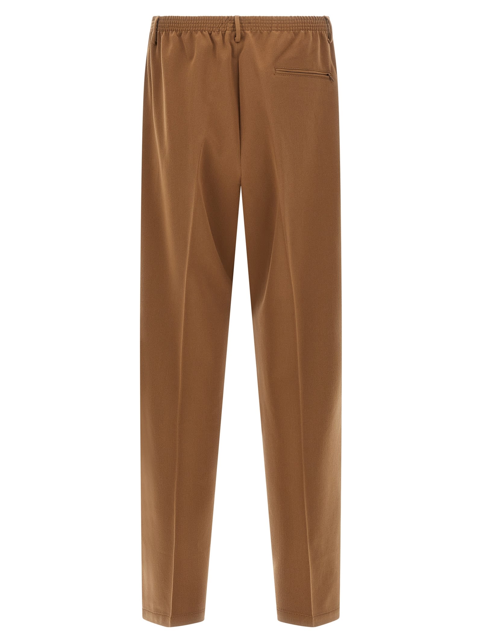 Cellar Door Pleated Elastic-waistband Trousers In Brown