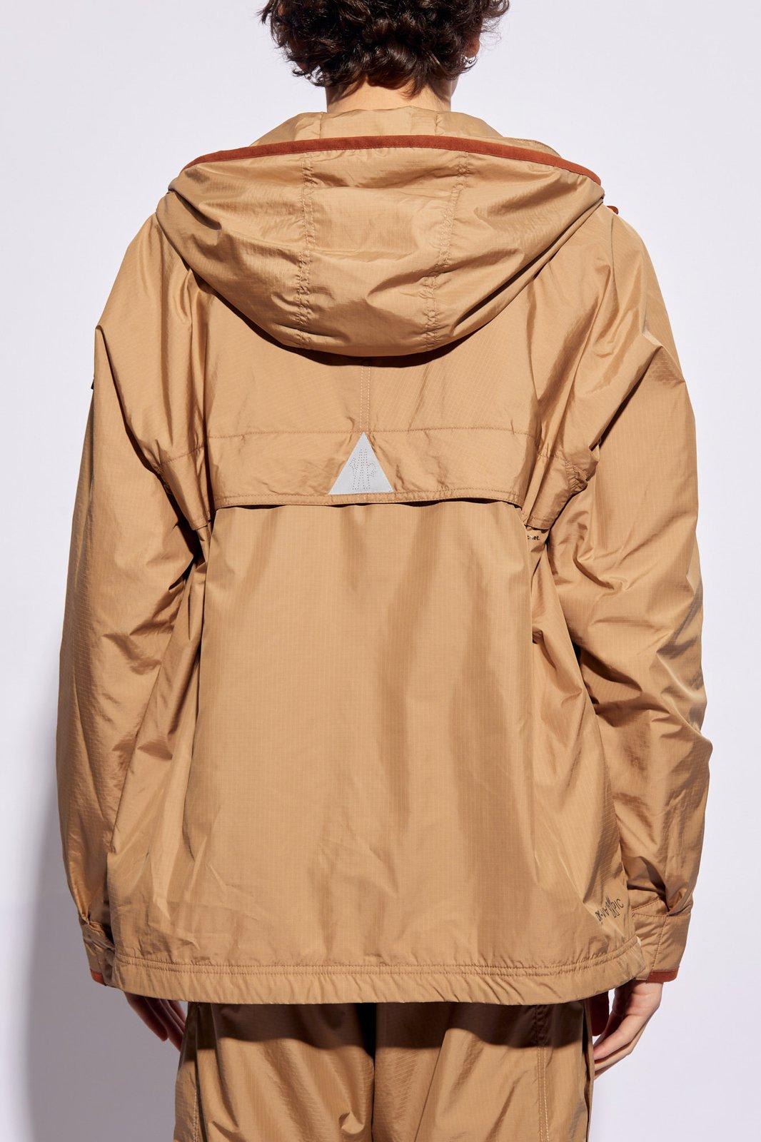 Shop Moncler Rutor Logo Patch Hooded Jacket