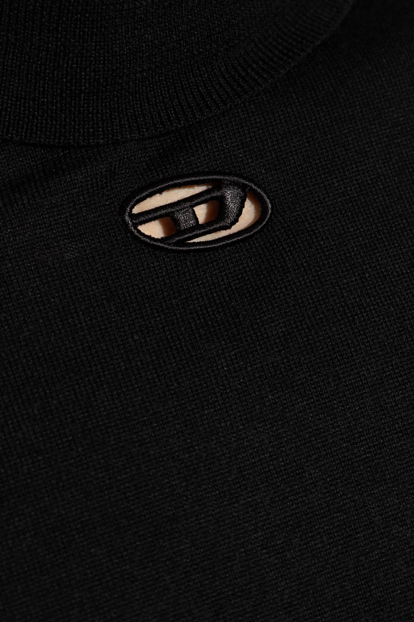 Diesel Black High Neck Sweater With Oval D Logo On The Front In Black
