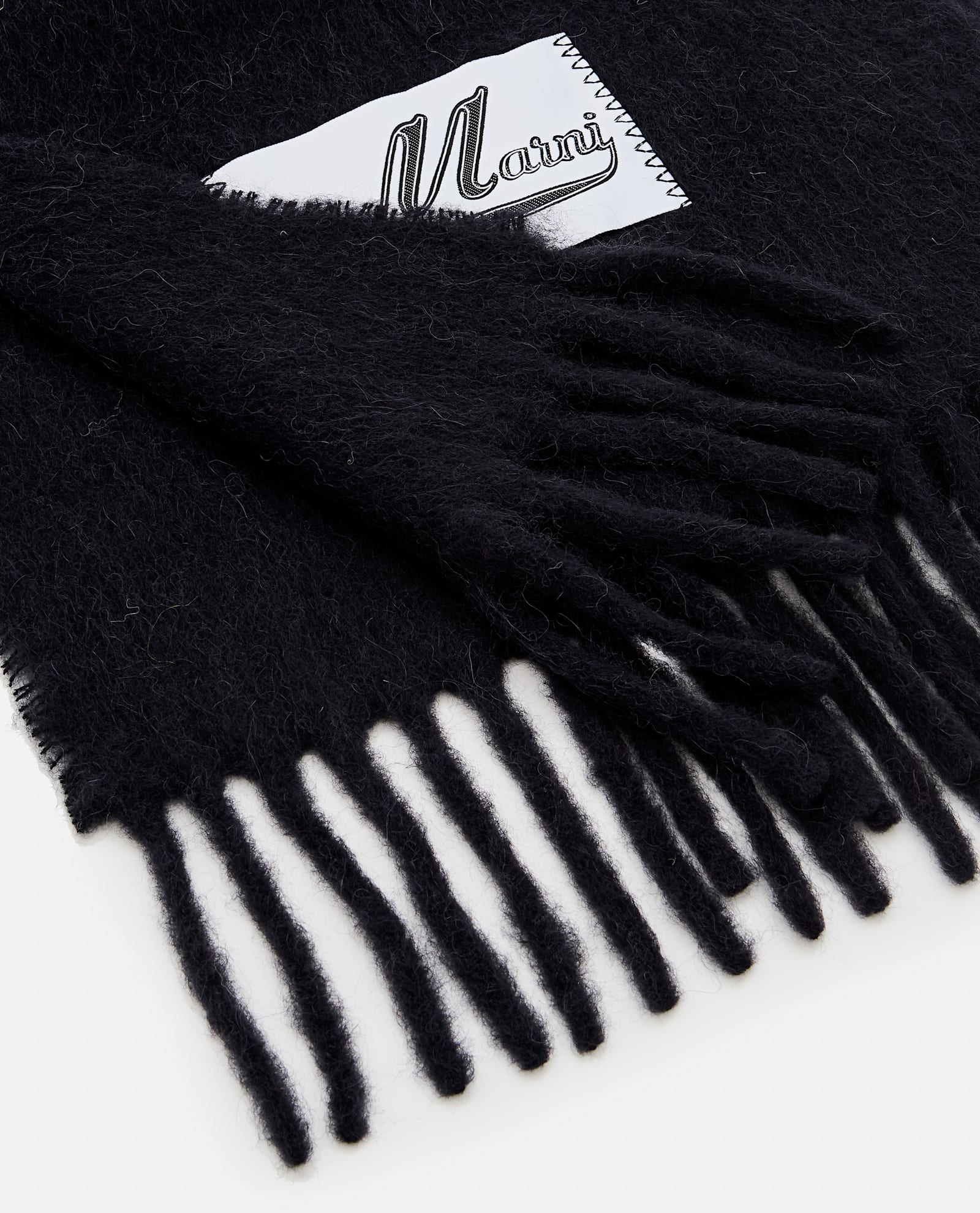 Shop Marni Brushed Alpaca Scarf In Black