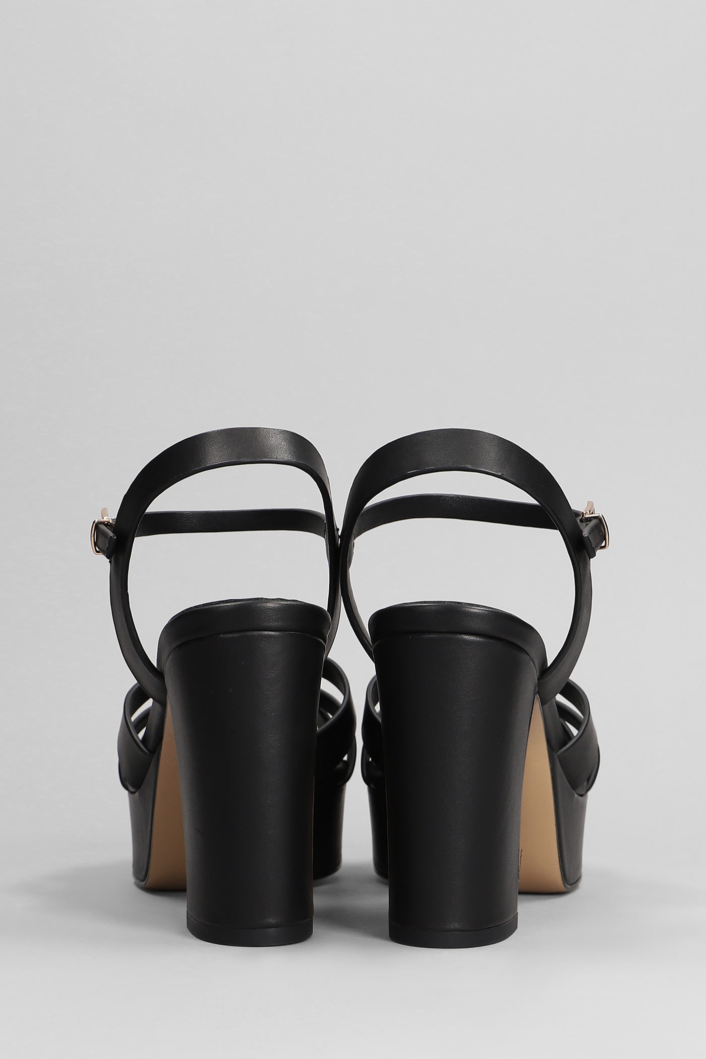 Shop Lola Cruz Aria Platform 95 Sandals In Black Leather
