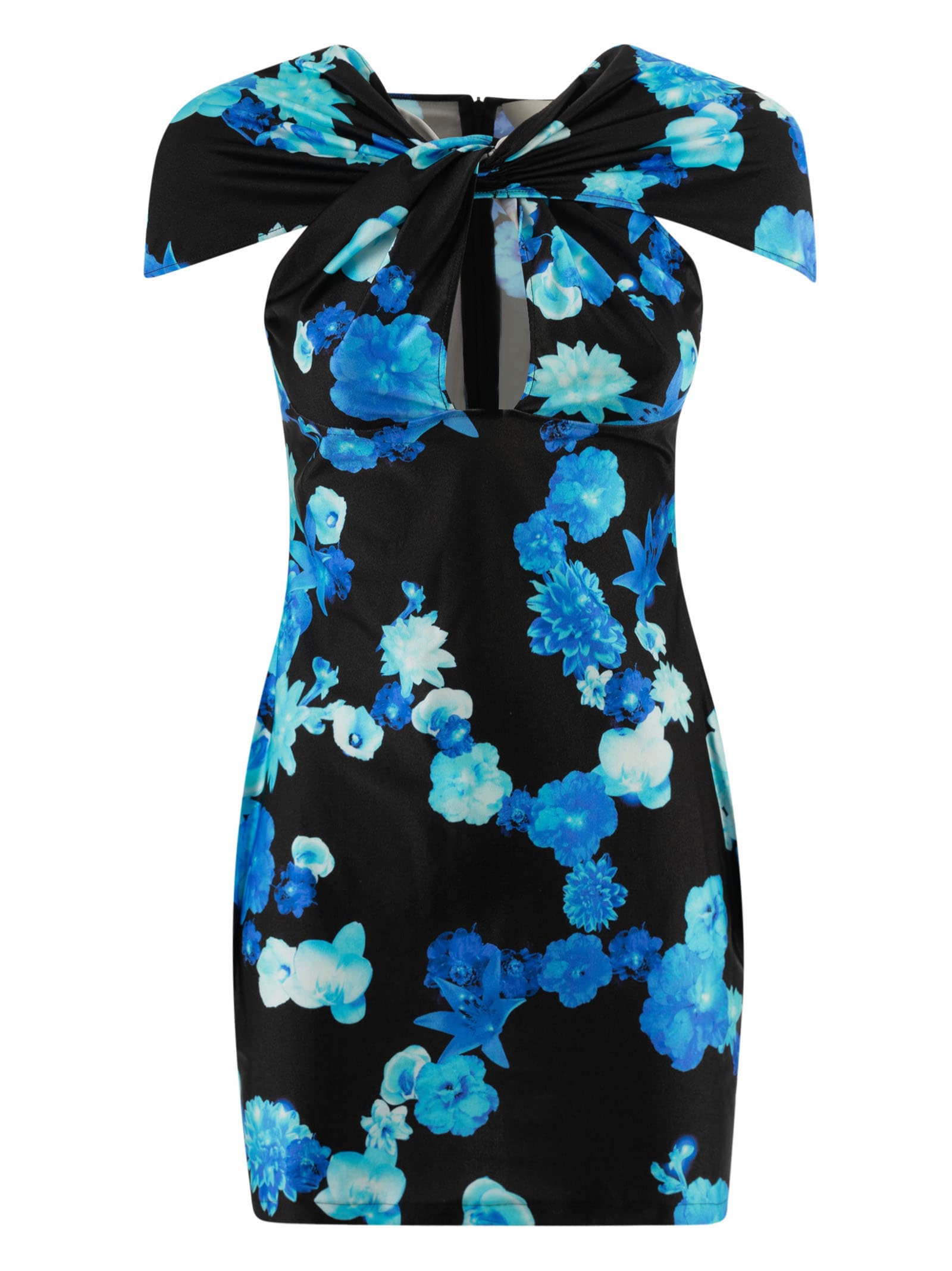 Shop Coperni Cut-out Jersey Dress In Blue/black