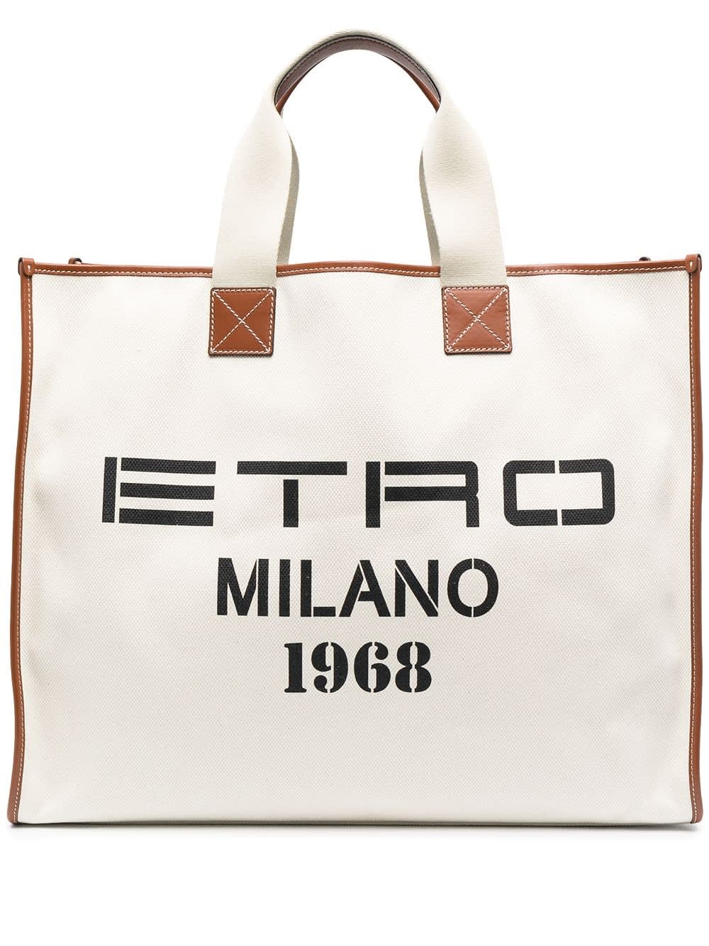 etro Milano 1968 Shopping Bag In Canvas