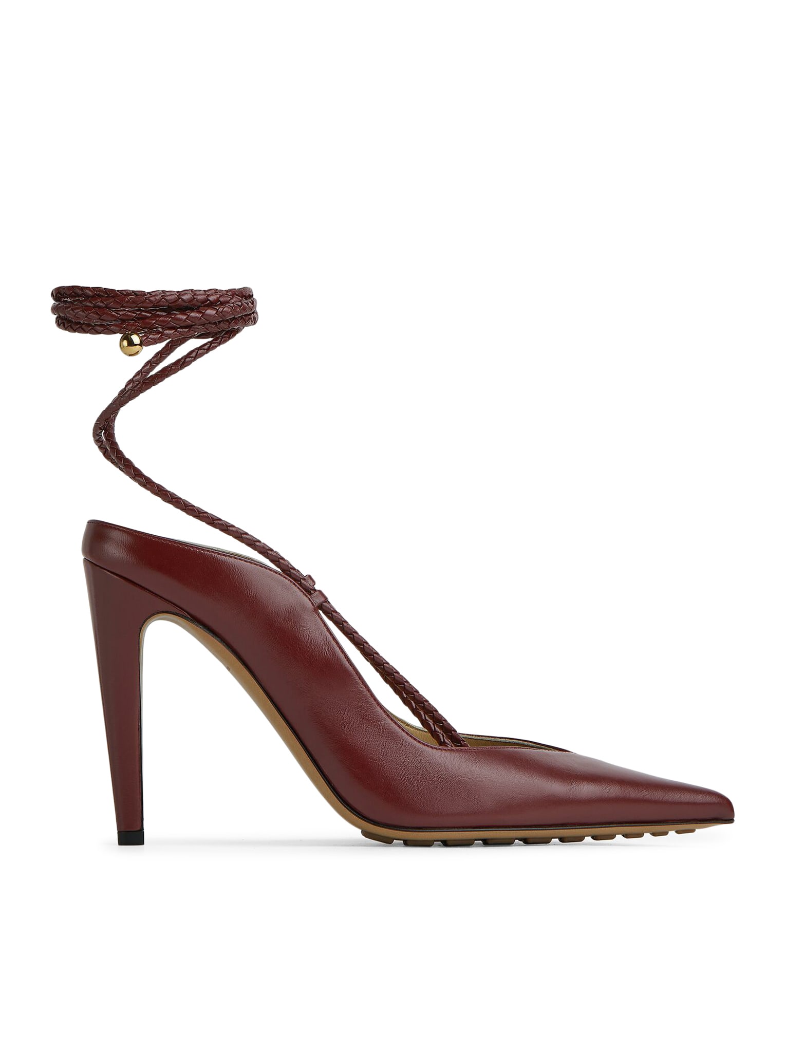 Bottega Veneta Ankle Wrap Pointed Toe Pump In Cherry