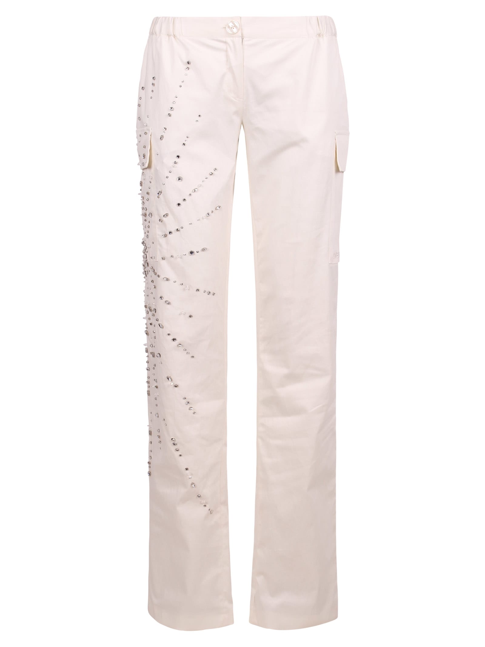 Des Phemmes Crystal Decoration Cotton Trousers