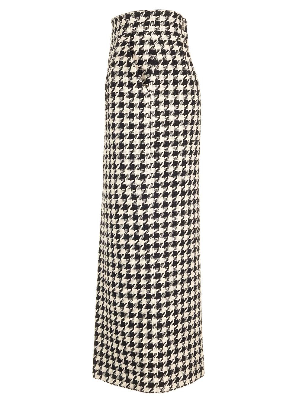 Shop Dolce & Gabbana Houndstooth Midi Skirt In White