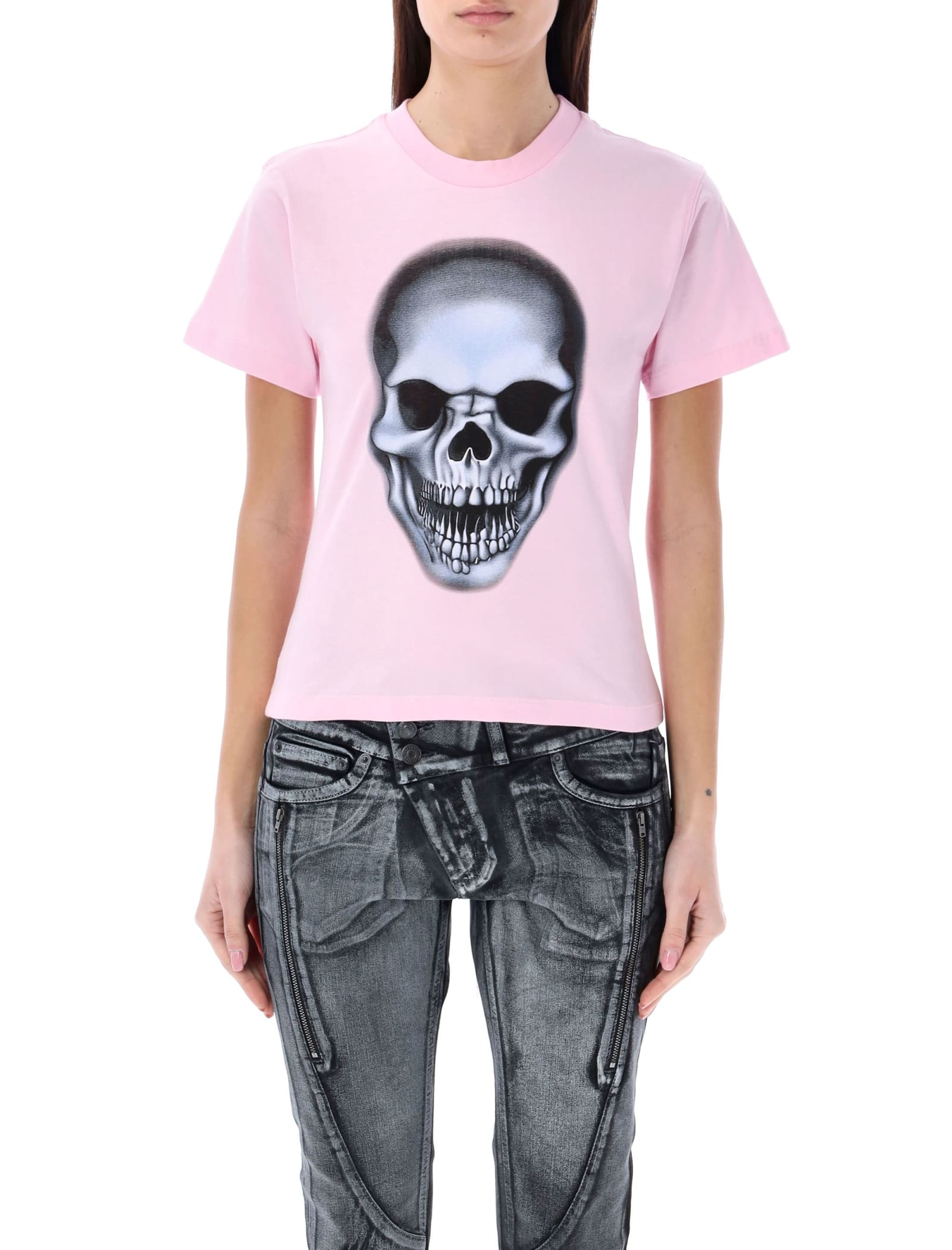 Shop Ottolinger Skull T-shirt In Light Pink