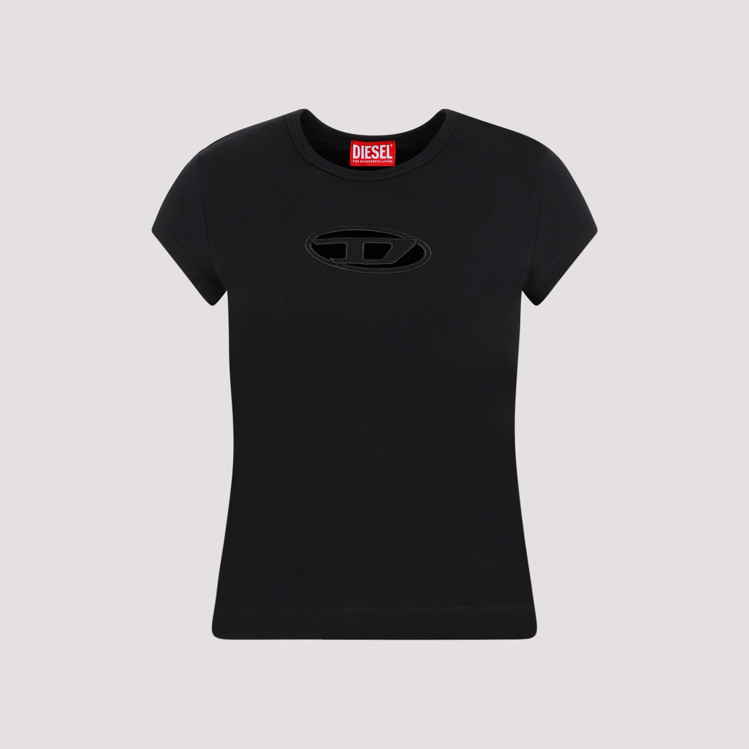 Diesel T-angie Cotton Crew-neck T-shirt In Black