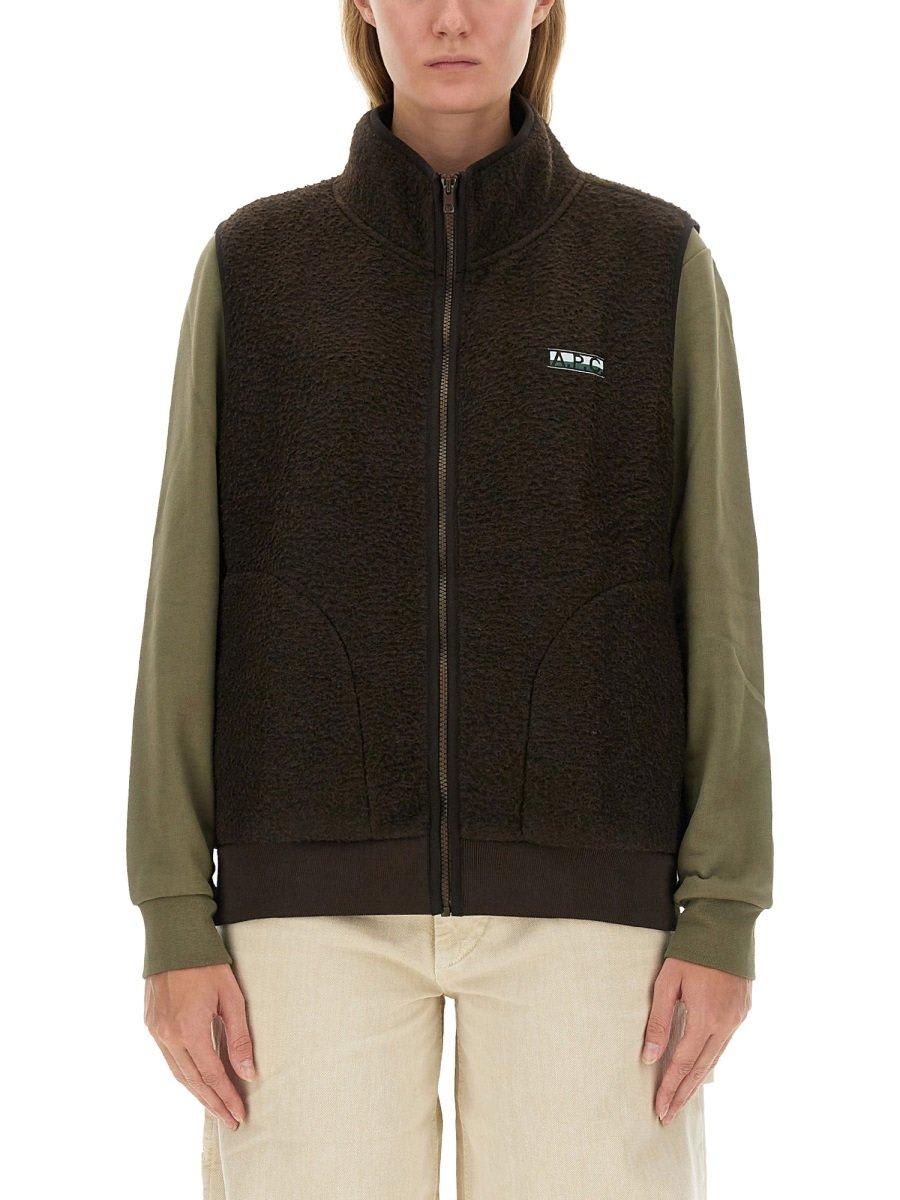 Shop Apc Sequoia Zipped Gilet In Brown