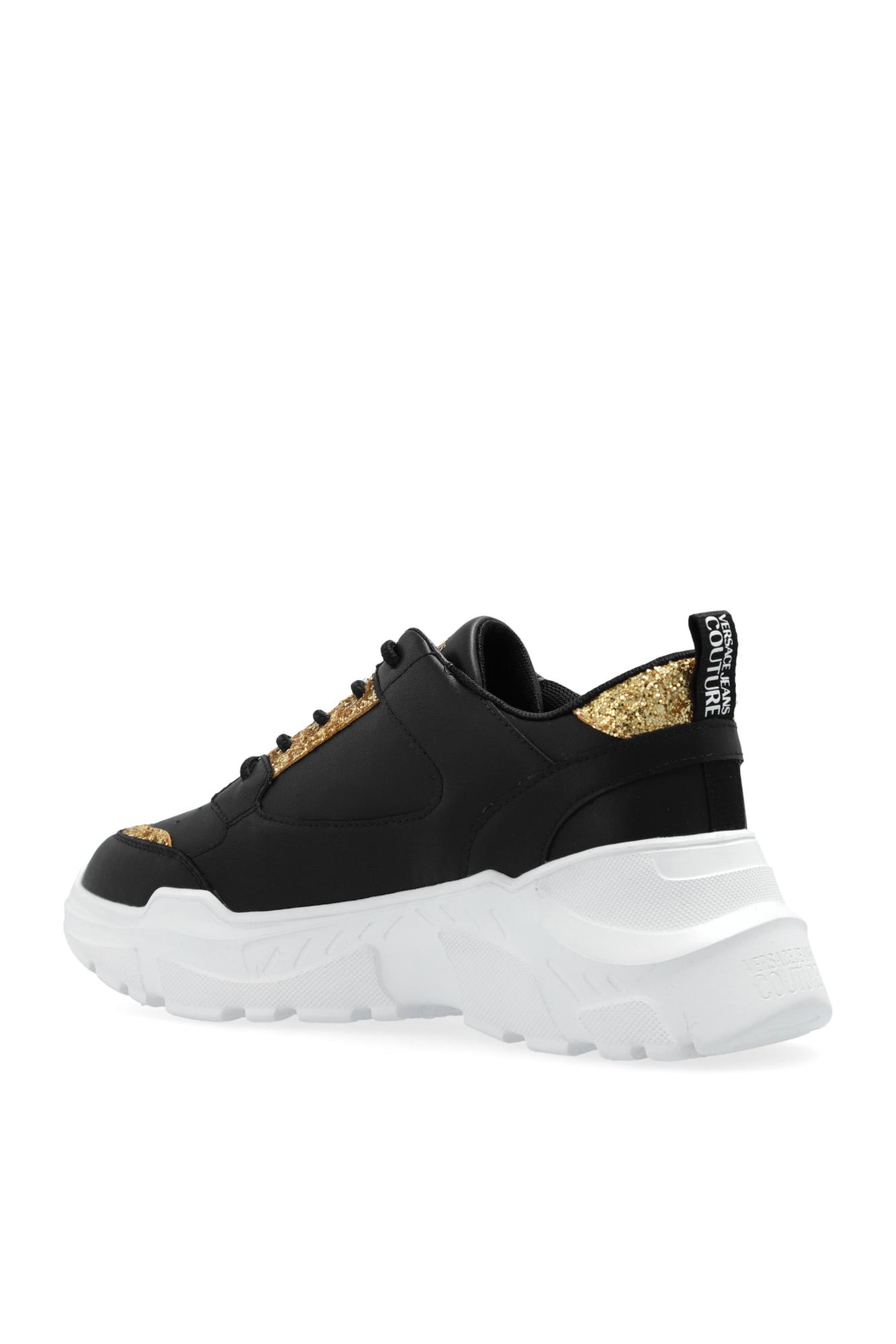 Shop Versace Jeans Couture Sneakers With Logo In Black