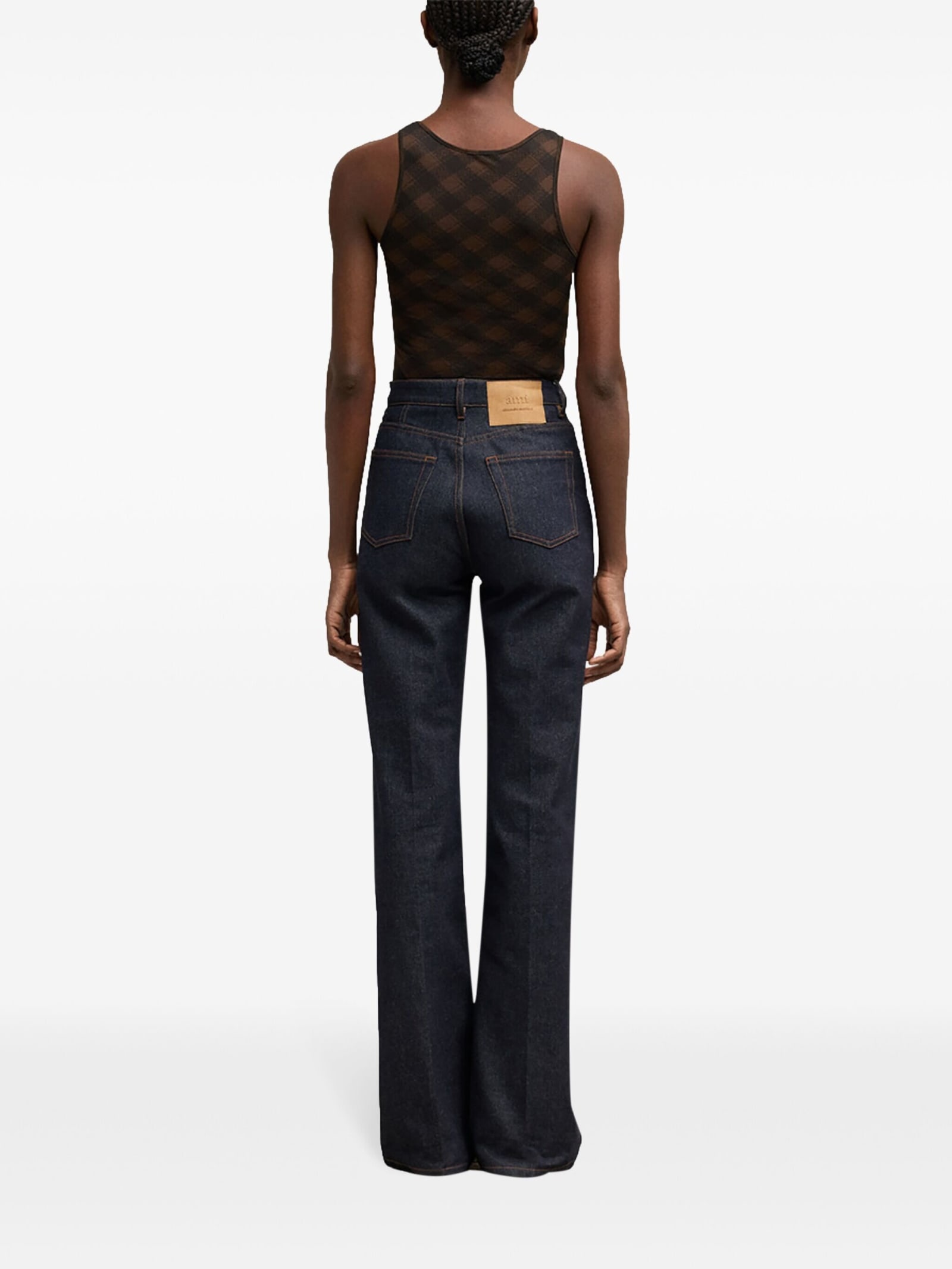 Shop Ami Alexandre Mattiussi Top In Mesh In Black Dark Coffee