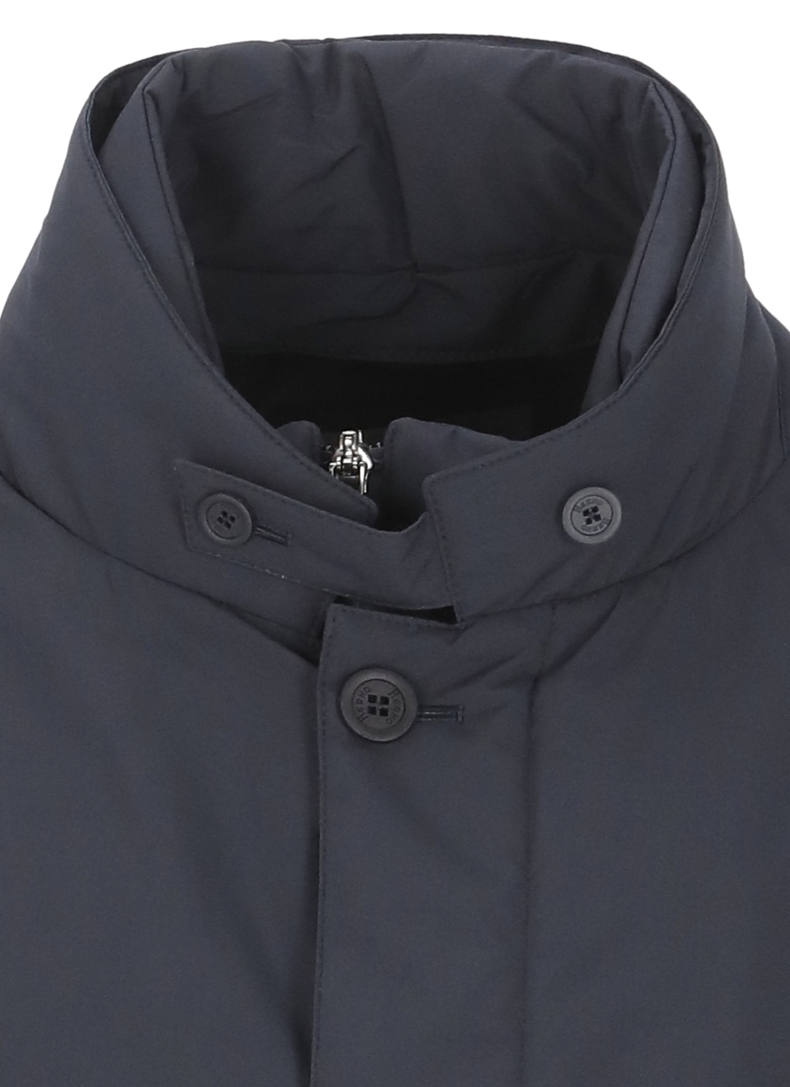Herno Padded Jacket With High Neck And Pockets In Blue