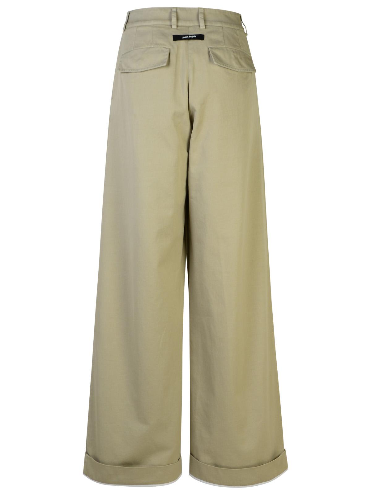 Shop Palm Angels Beige Cotton Trousers