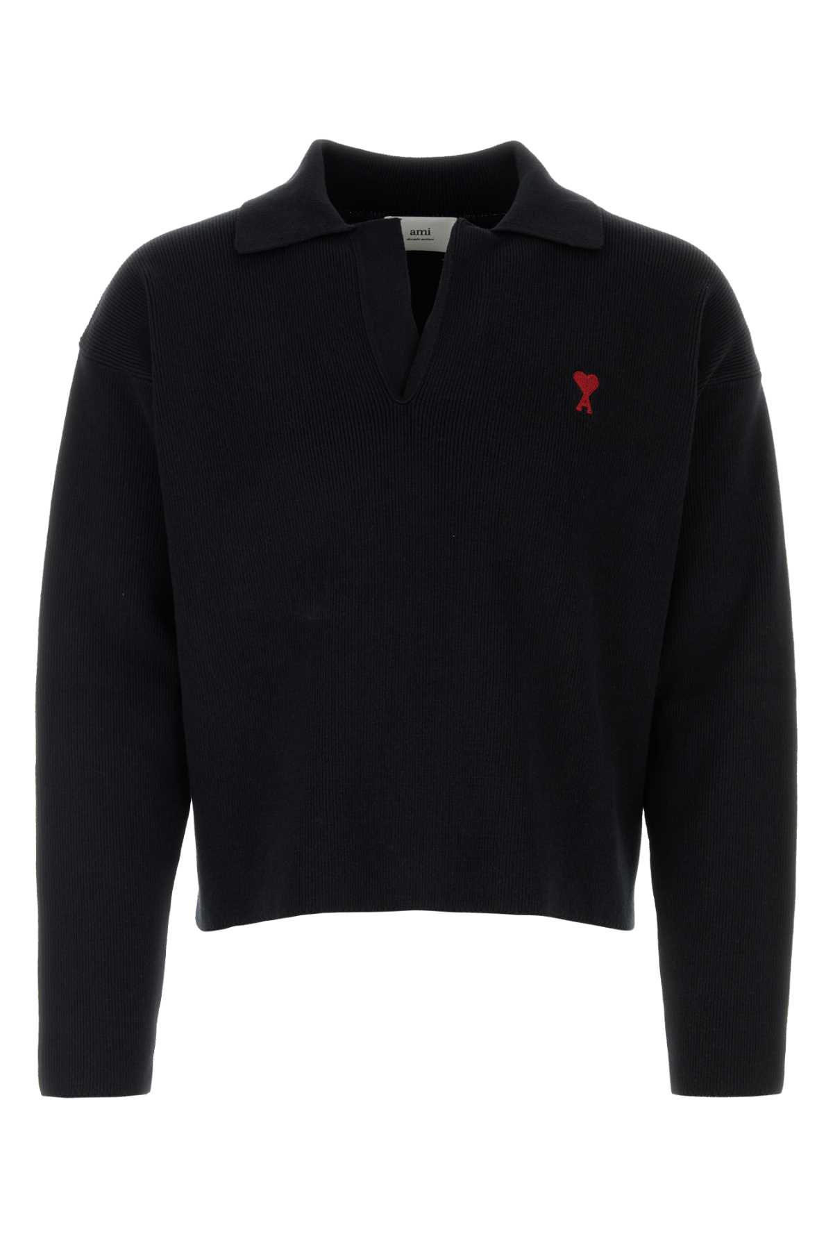 Shop Ami Alexandre Mattiussi Black Stretch Wool Blend Sweater