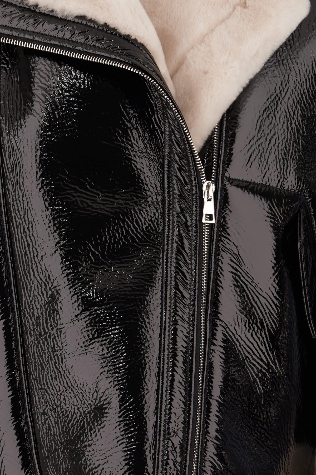 Shop Blancha Black Shearling Jacket In Burro Nero