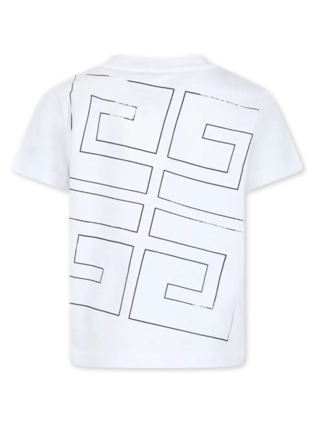 Shop Givenchy White Crewneck T-shirt With 4g Logo Print In Cotton Boy