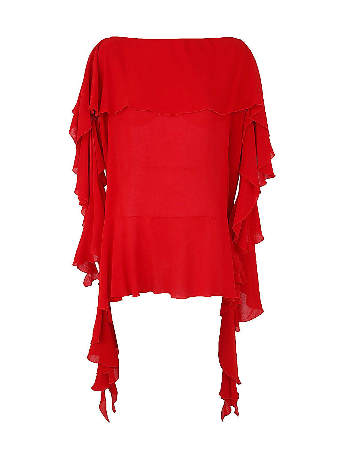 Blumarine 4c018a Blouson With Flounce In Lipstick Red