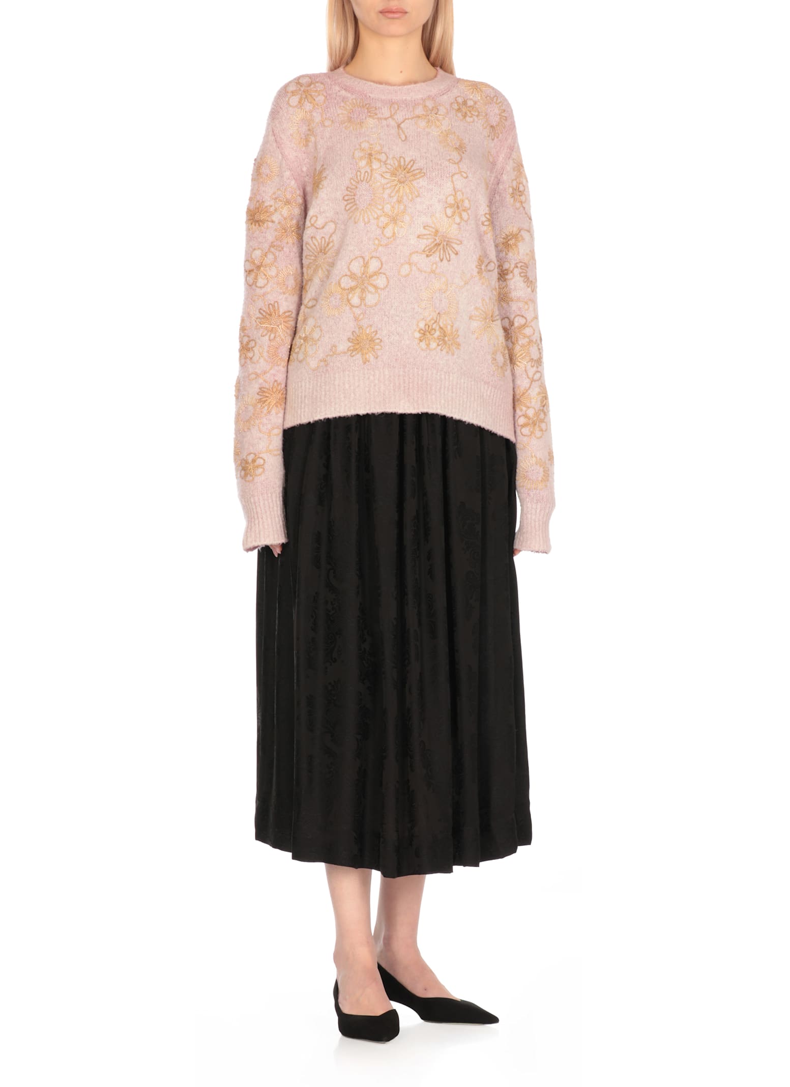 Avant Toi Embossed Floral Pattern Cotton Sweater In Purple