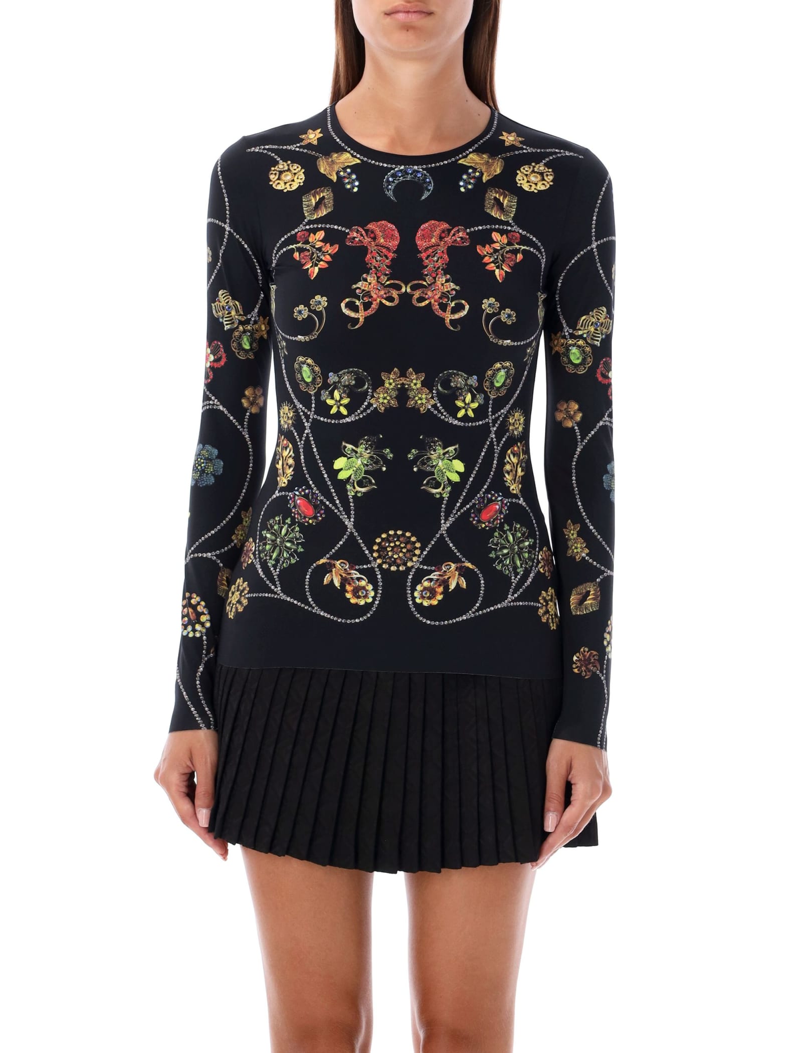 Shop Marine Serre Floral Jewerly Top In Black