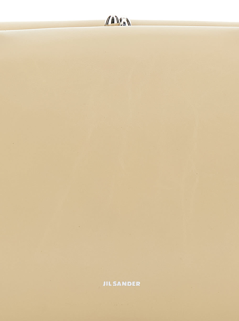 Jil Sander Goji Pillow Beige Shoulder Bag With Clasp Closure And Logo Lettering On The Front In Leather Woman In Beige