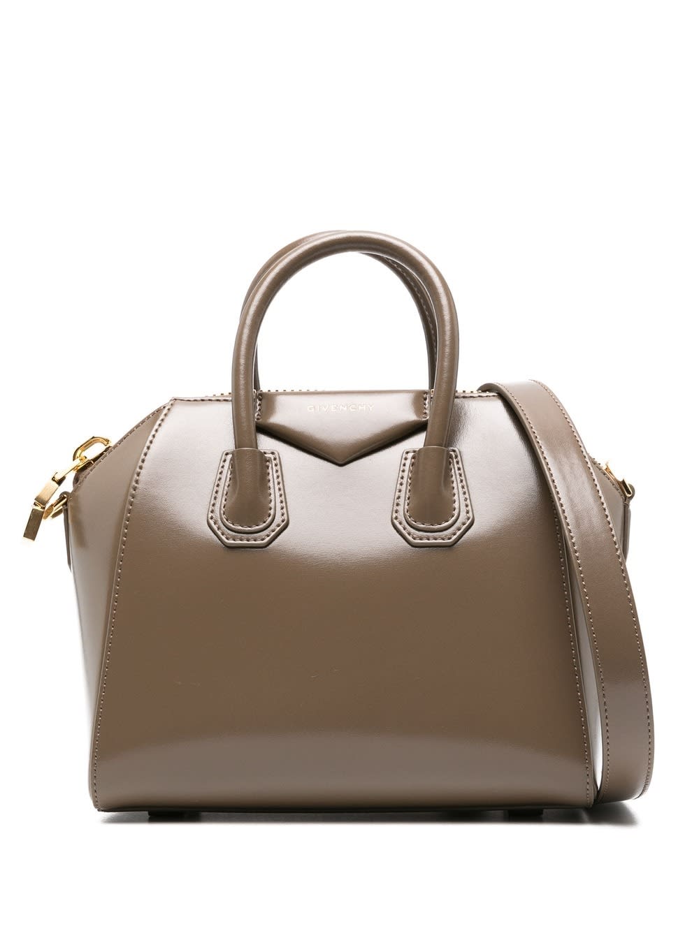 Shop Givenchy Taupe Mini Antigona Bag In Brown
