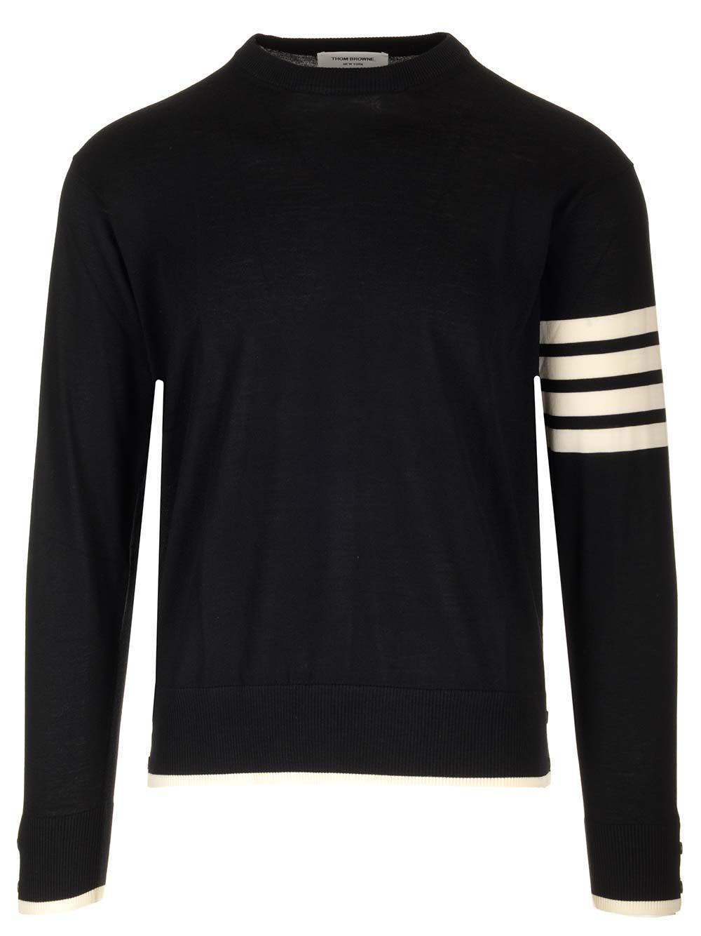 Shop Thom Browne Black Merino Wool Sweater