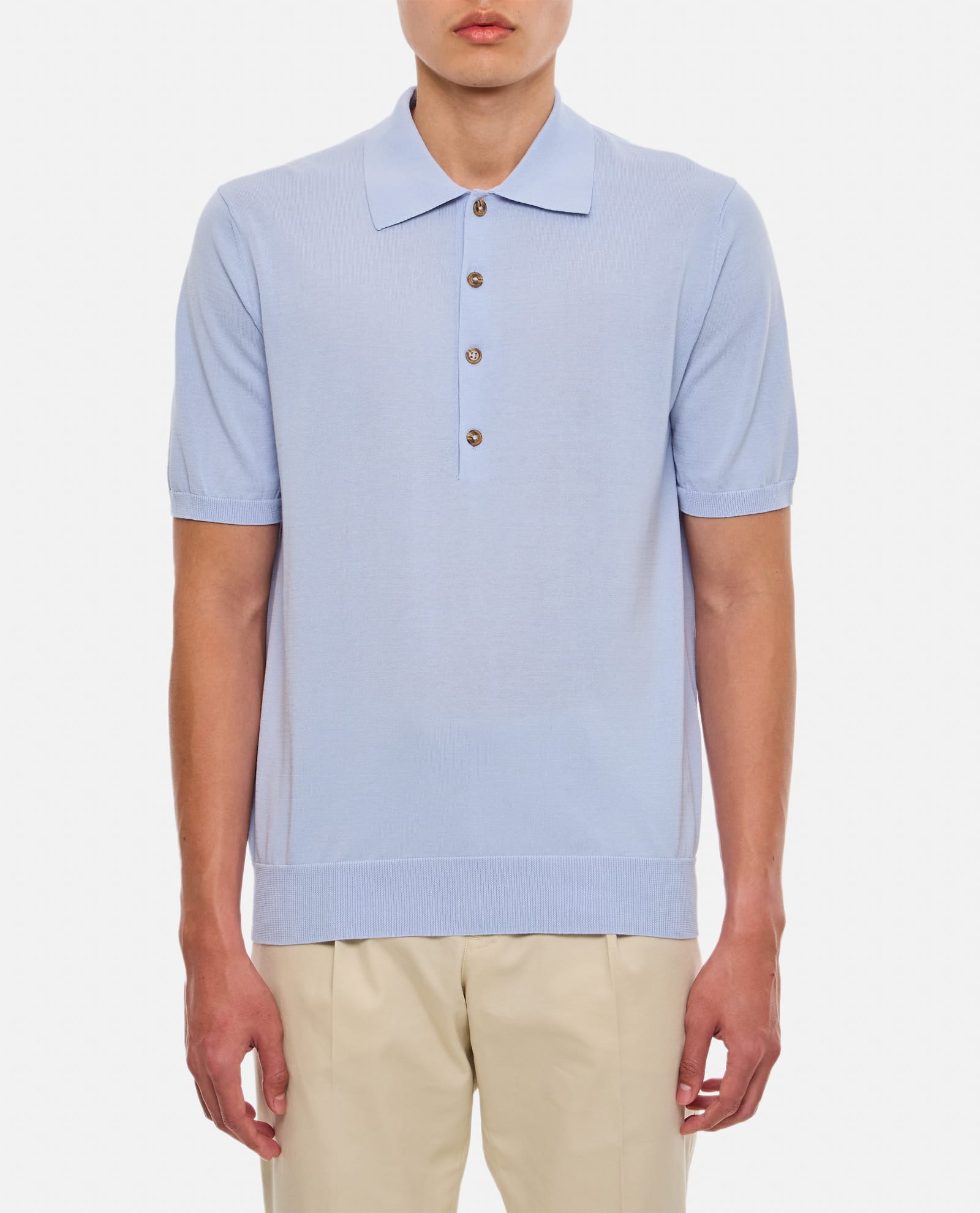Shop Closed Cotton Polo In Clear Blue
