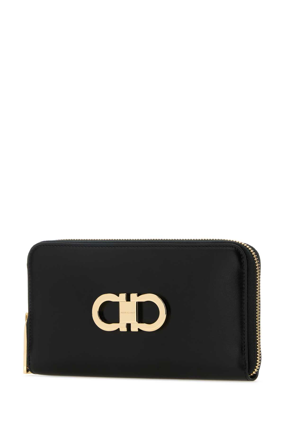 Shop Ferragamo Black Leather Wallet In Neroflameredflamered