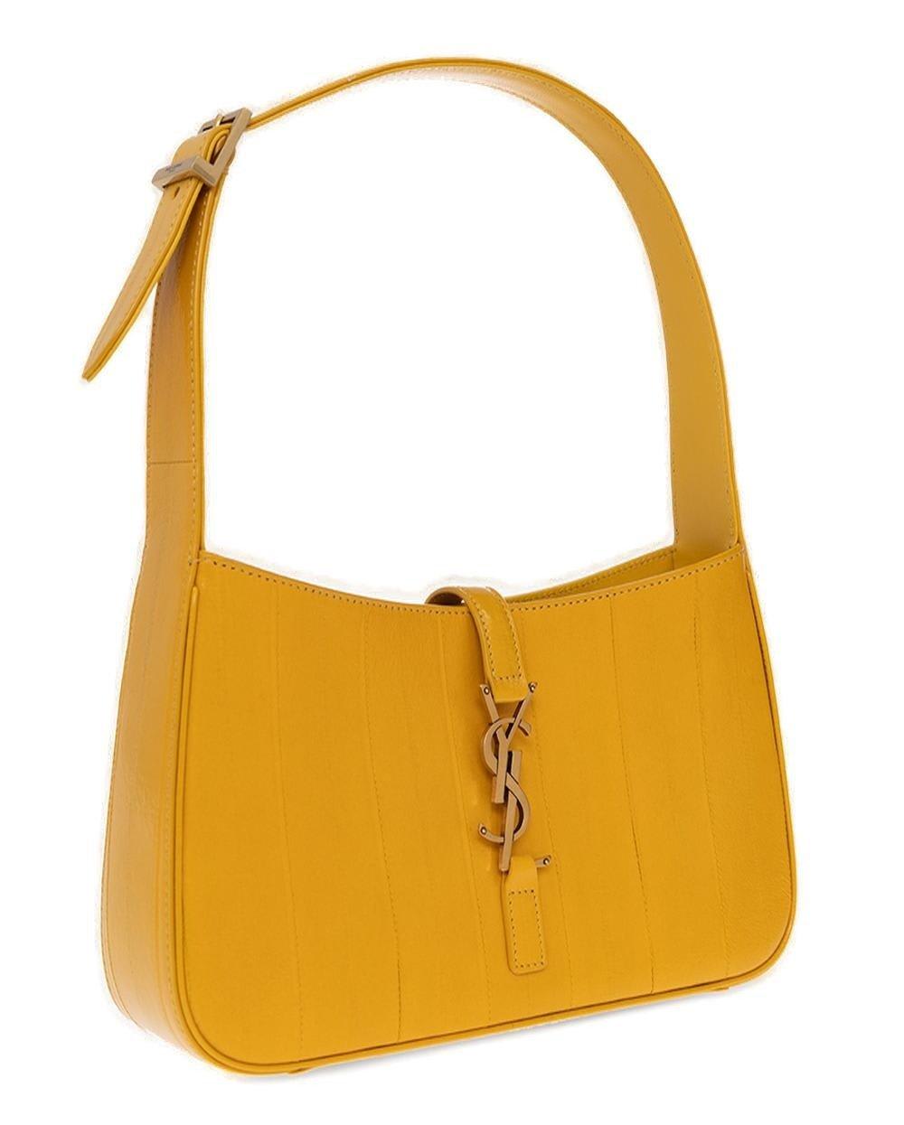 Shop Saint Laurent Le 5 À 7 Logo Plaque Shoulder Bag In Yellow