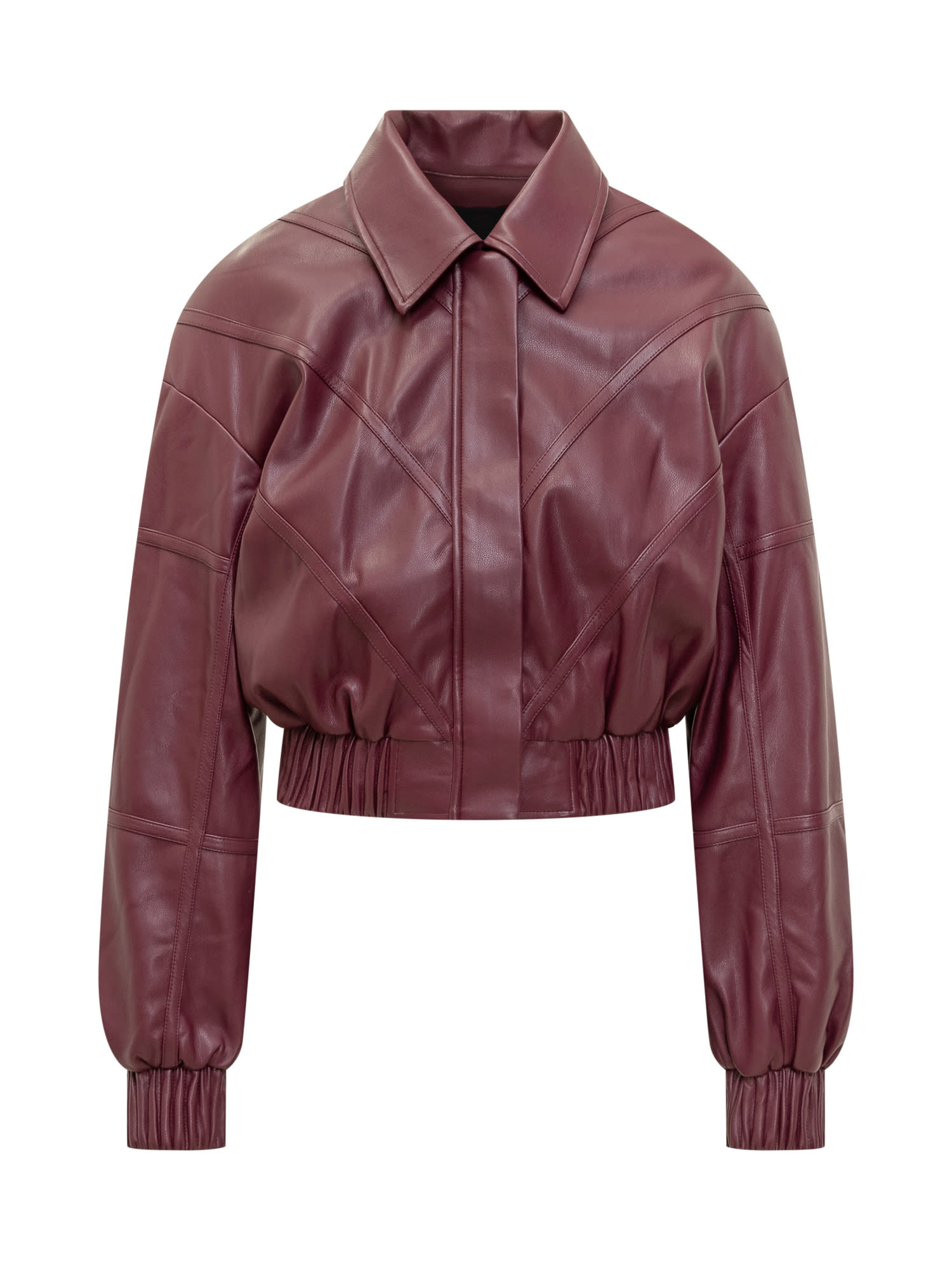 Rotate Birger Christensen Collared Panel Detailing Bomber Jacket In Red