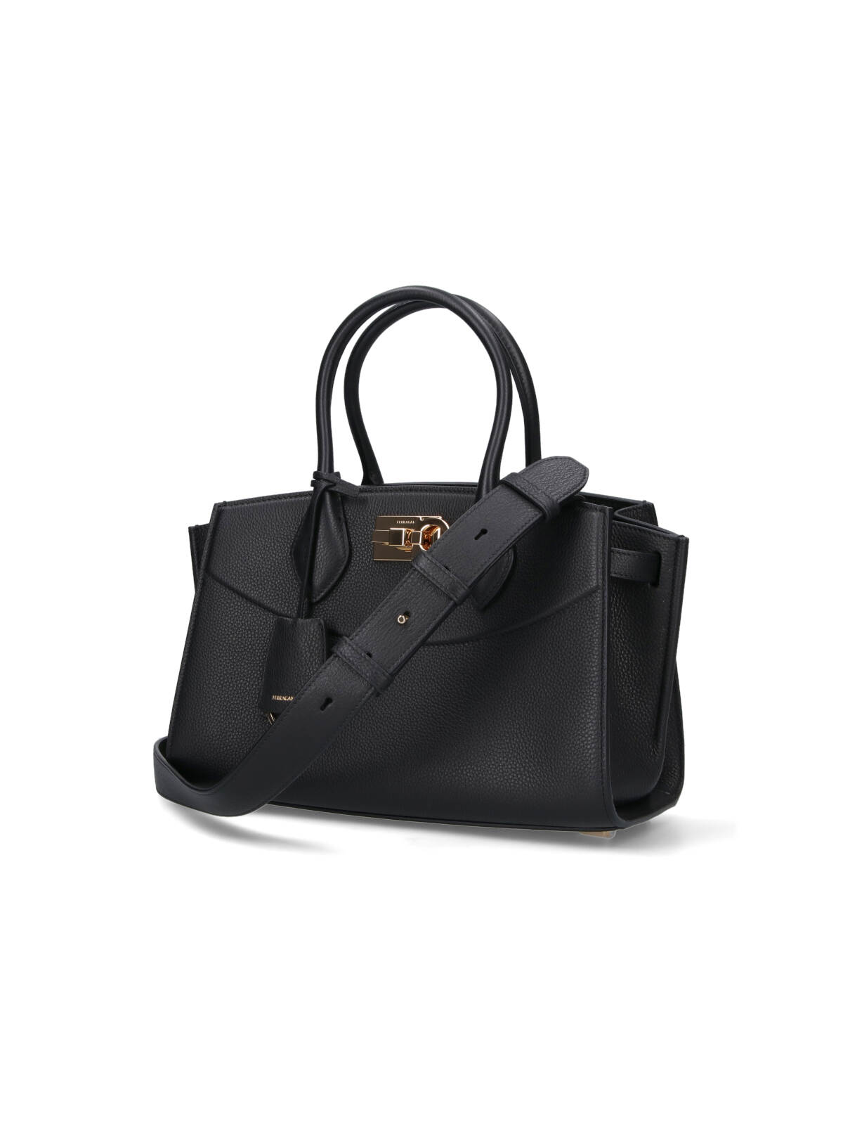 Ferragamo Structured Shoulder Bag Detachable Strap In Black