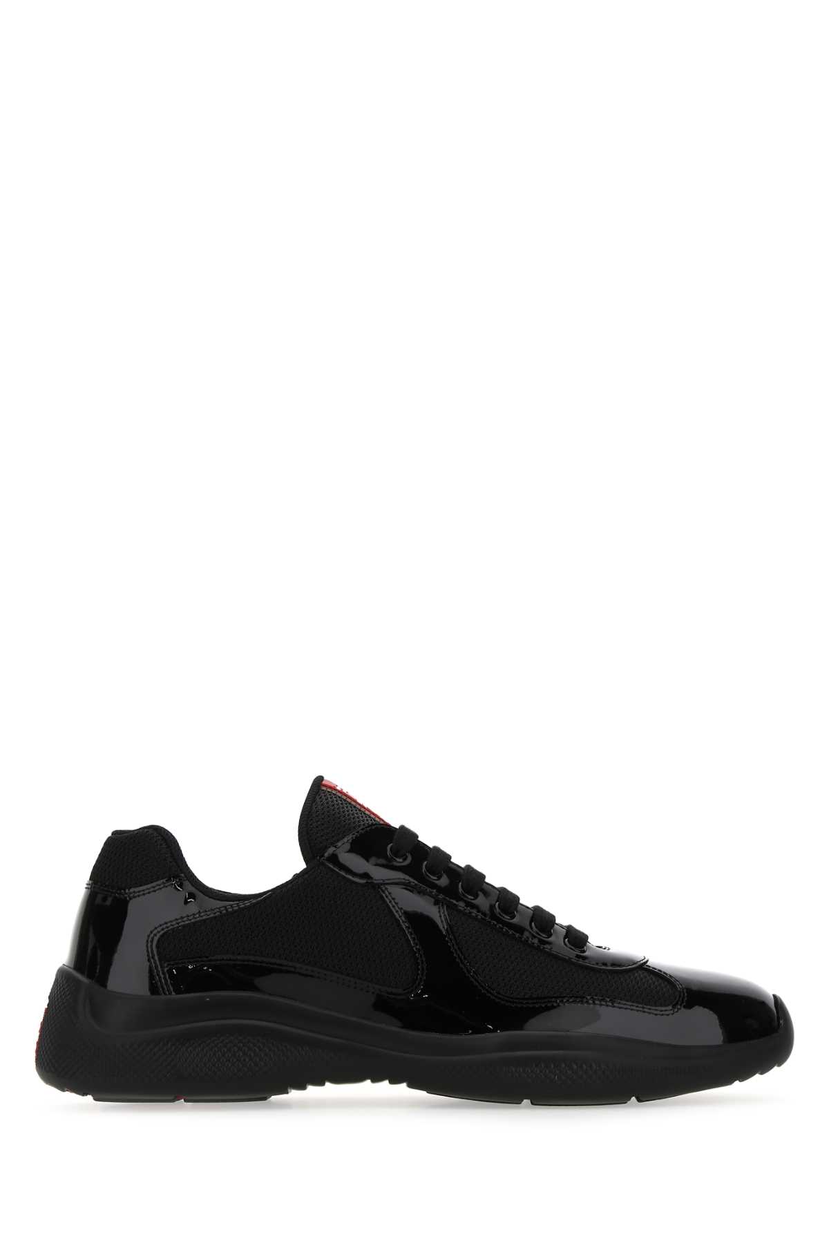 Prada Men Black Fabric And Leather America S Cup Sneakers In Black