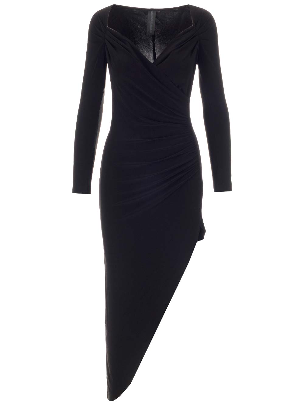 NORMA KAMALI BLACK DRESS IN JERSEY WITH SWEETHEART NECKLINE AND SIDE SLIT