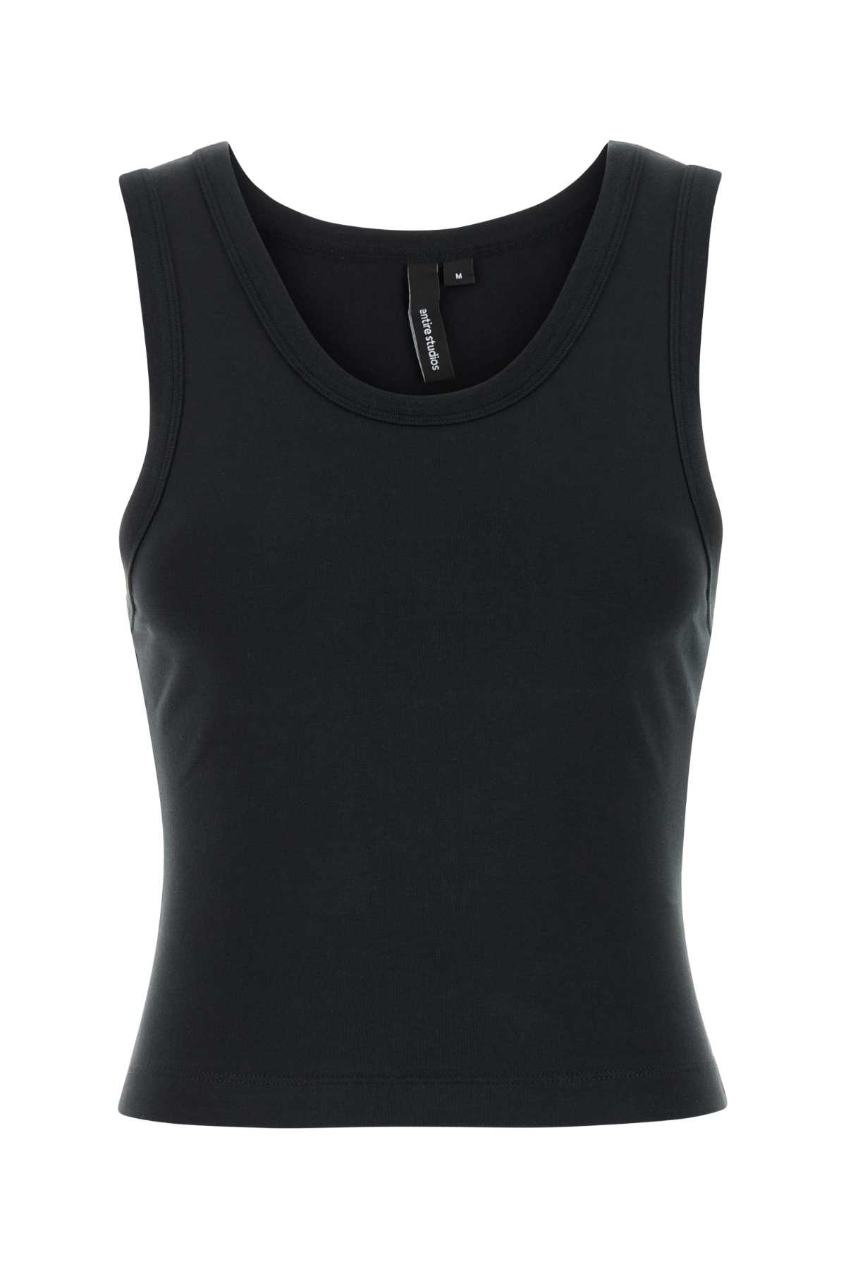 Black Stretch Cotton Tank Top