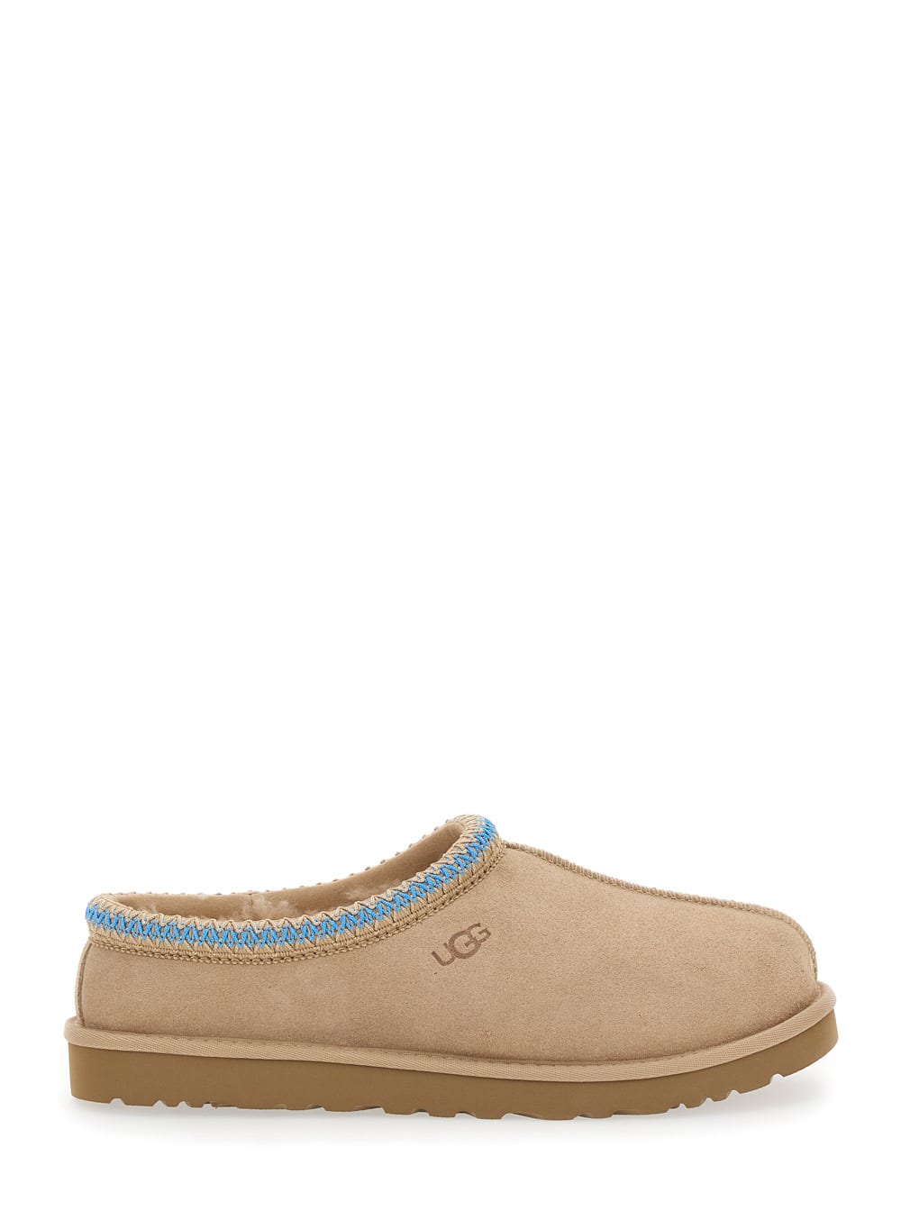 Tasman Beige Plaited Hem Mules In Suede Man