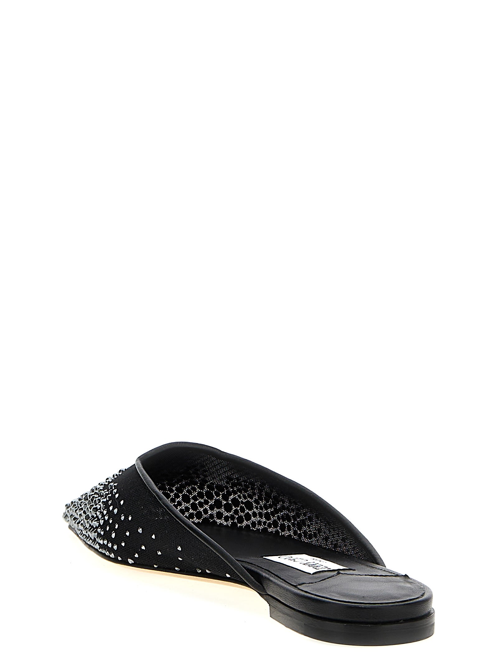 Jimmy Choo Embellished Mesh Pointed Toe Mules In Black