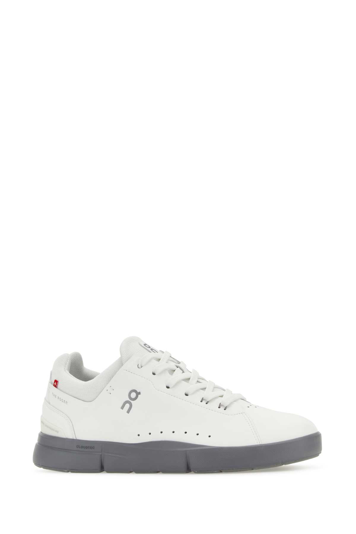 On White Synthetic Leather And Mesh The Roger Advantage Sneakers In Whitealloy