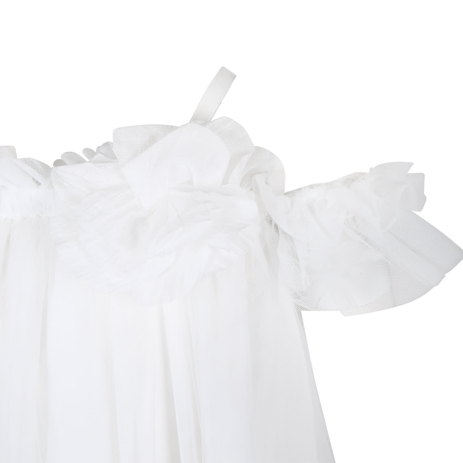 Shop Ermanno Scervino Junior White Dress For Girl With Flower