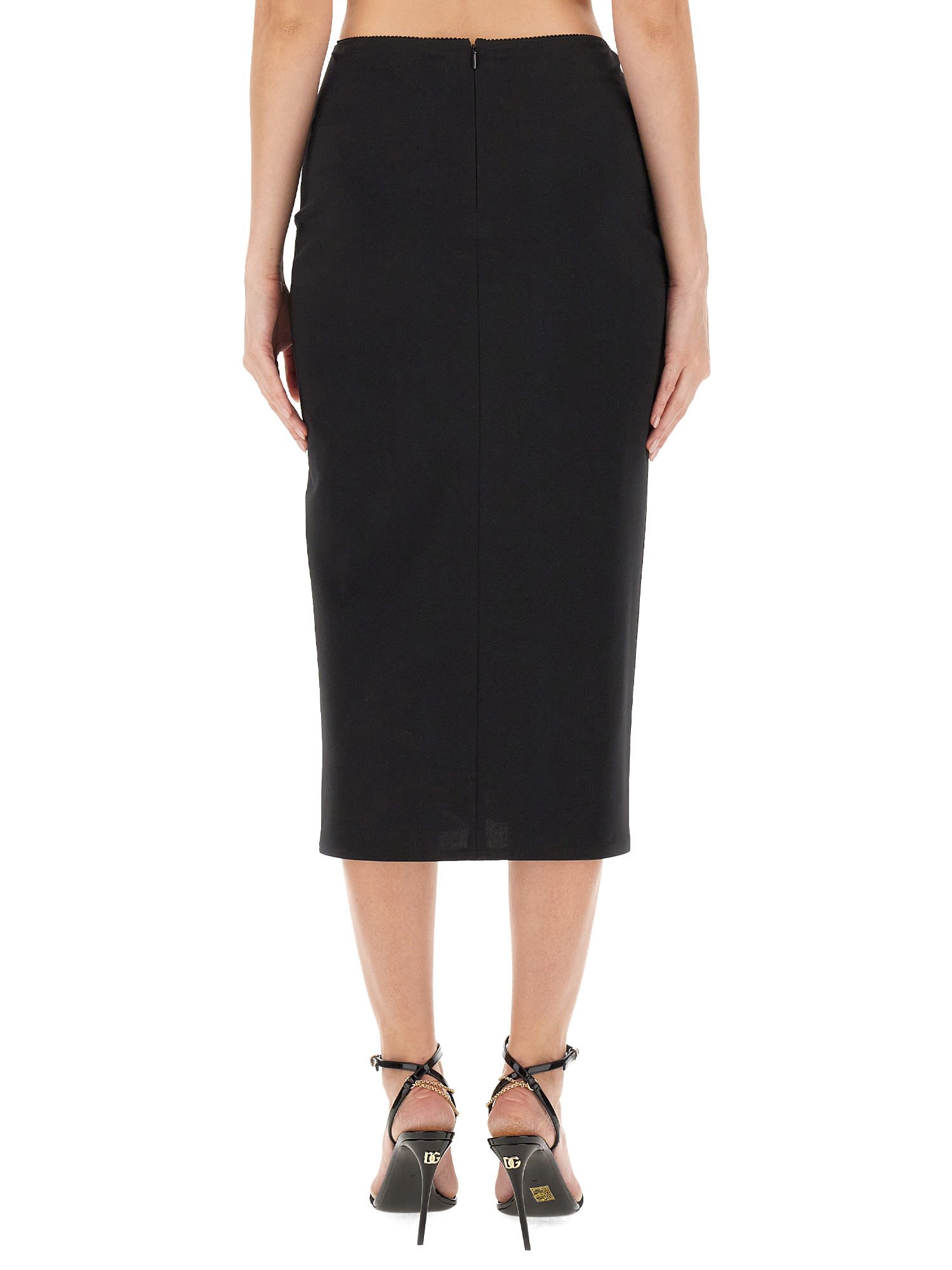 Shop Dolce & Gabbana Longuette Skirt In Nero