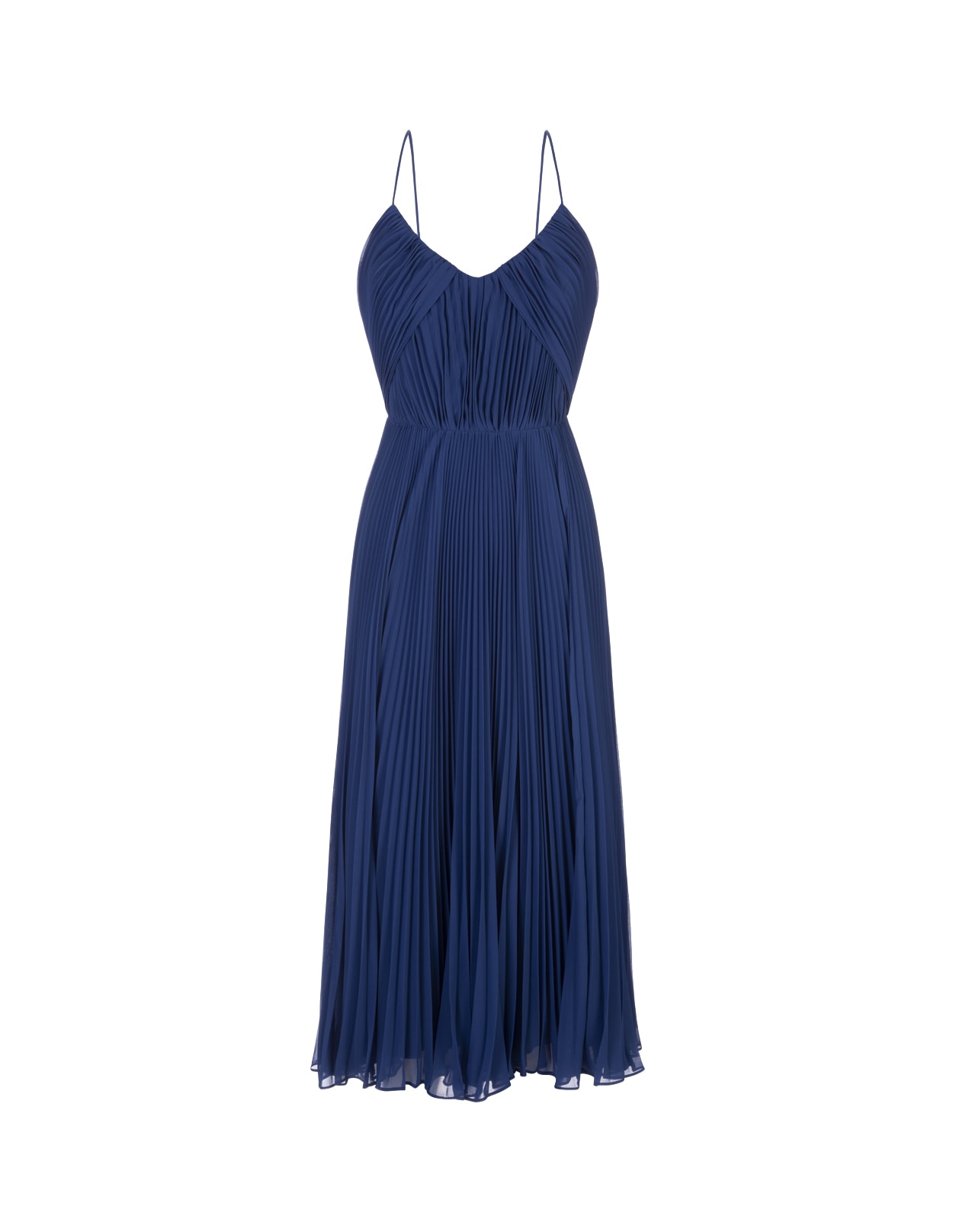 Shop Max Mara Clarino Pleated Midi Dress In Blu