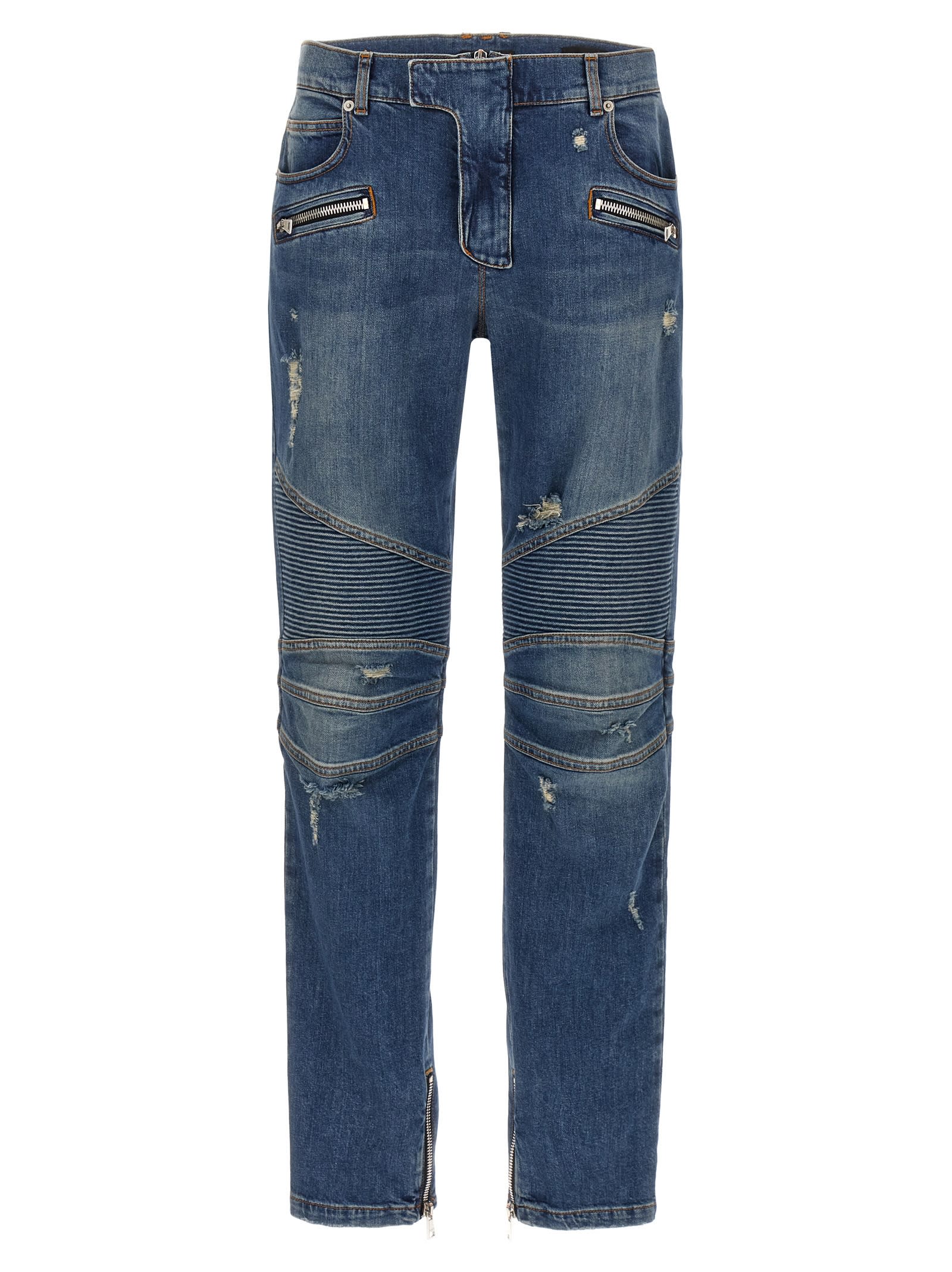 Shop Balmain Biker Jeans In Blue