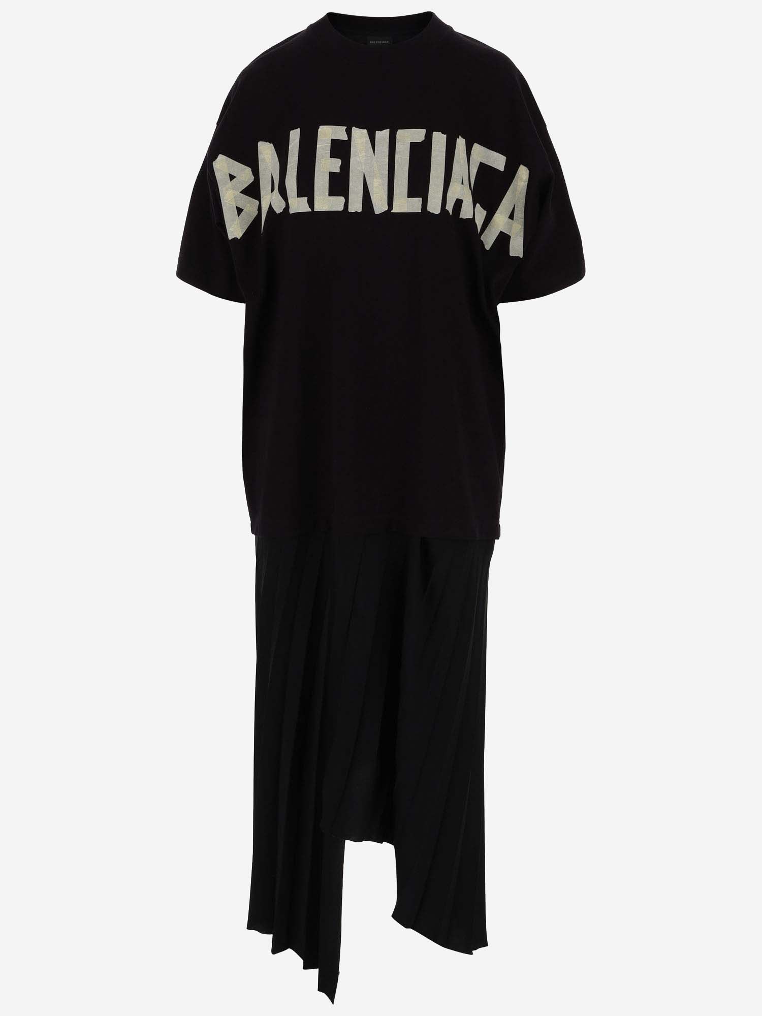 Shop Balenciaga Tape Type Dress In Black
