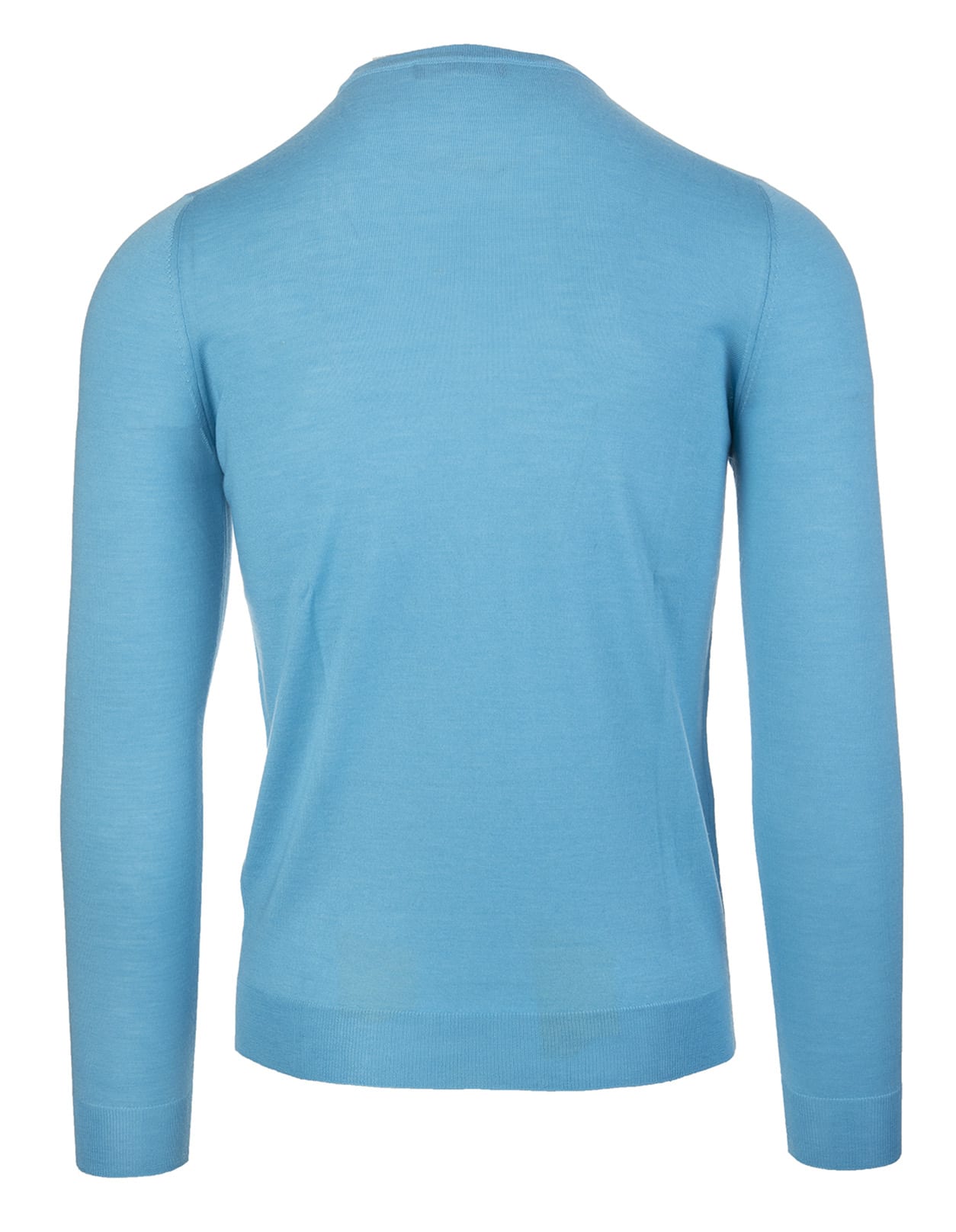 FEDELI FEDELI MAN ROUND NECK PULLOVER IN LIGHT BLUE CASHMERE AND SILK