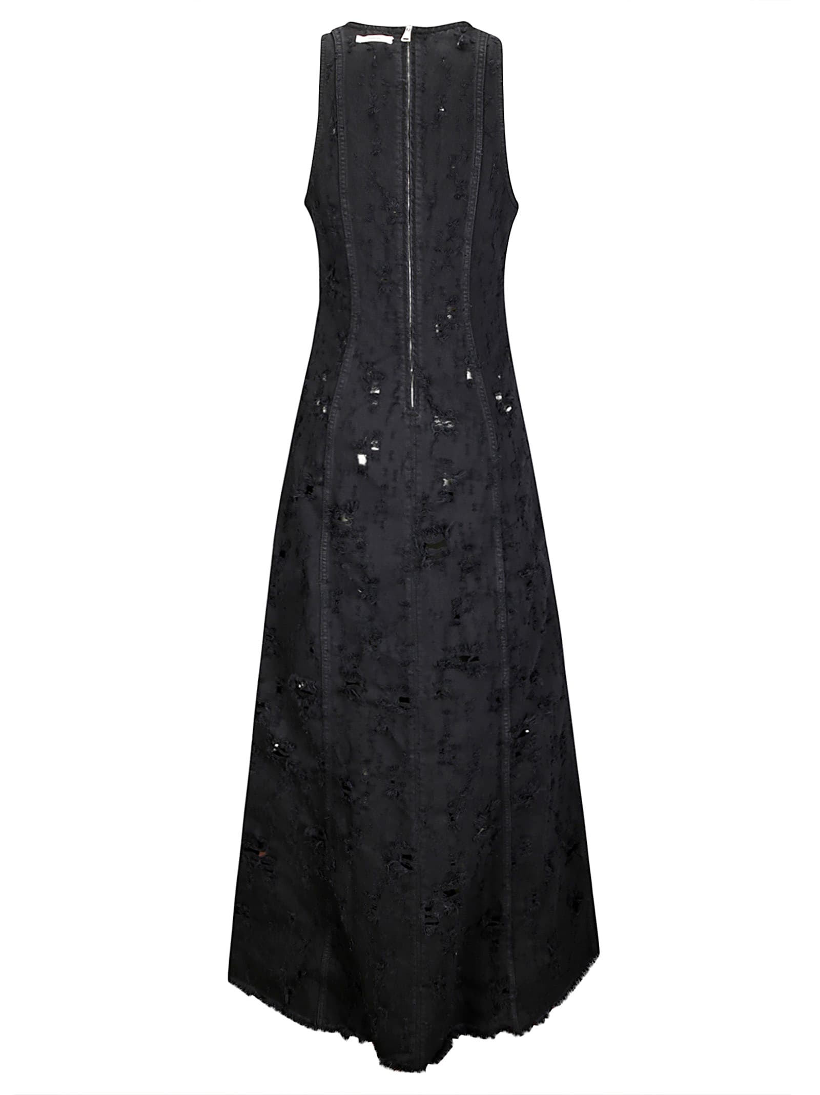 Haikure Long Dark Grey Dress With Rips In Black