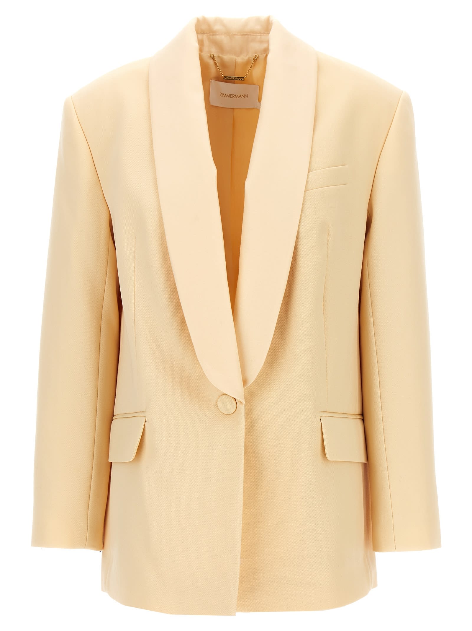 Shop Zimmermann Illustration Shawl Tux Jacket Blazer In Beige