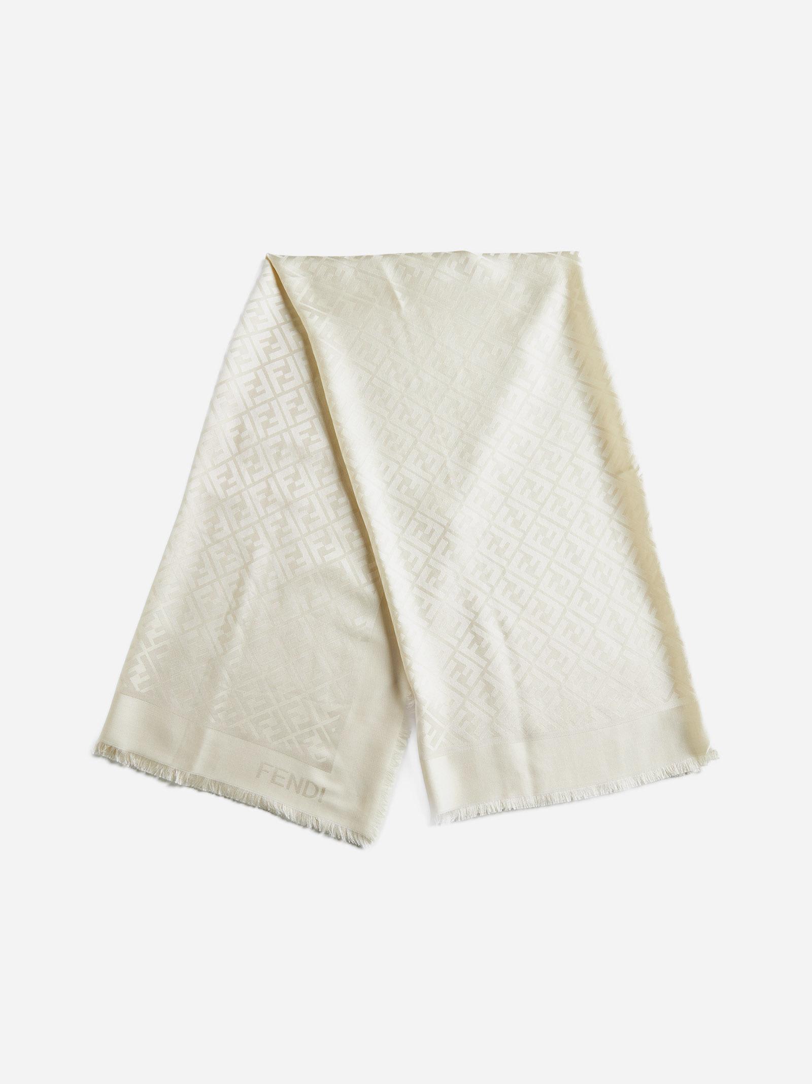 Shop Fendi Ff Silk And Wool Shawl In White