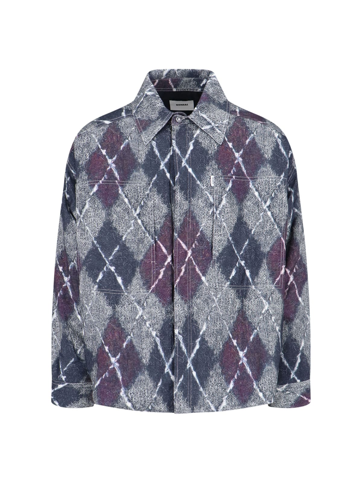 Bonsai Diamond Texture Shirt Jacket In Gray