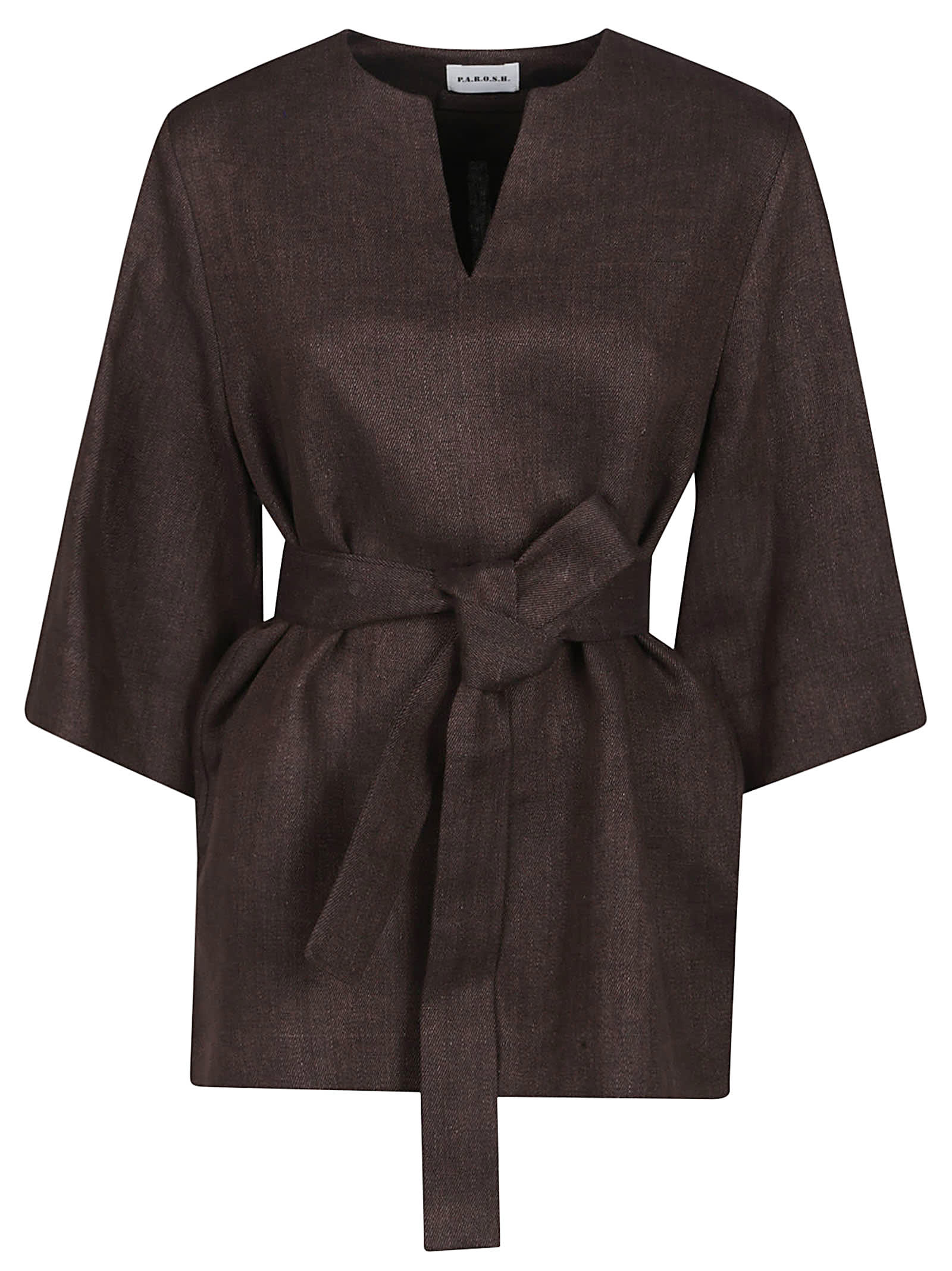 P.a.r.o.s.h Short Sleeve Betulla Blouse In Brown